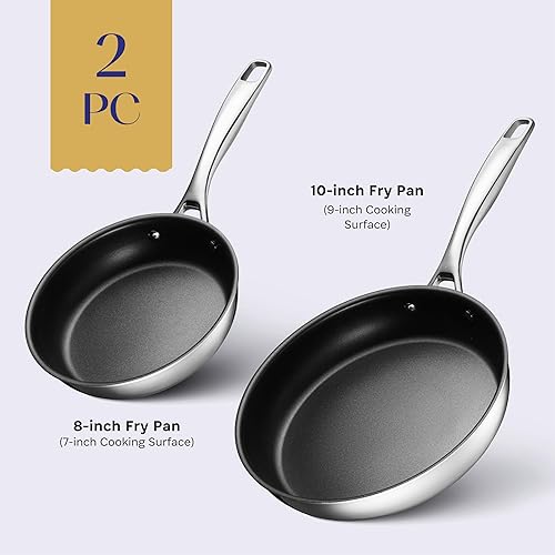 Miniatura 6 de Legend Cookware Sartén antiadherente SuperStainless  Acero inoxidable de 5 capas + aluminio  2 capas sin PFOA antiadherente  Todas las superficies