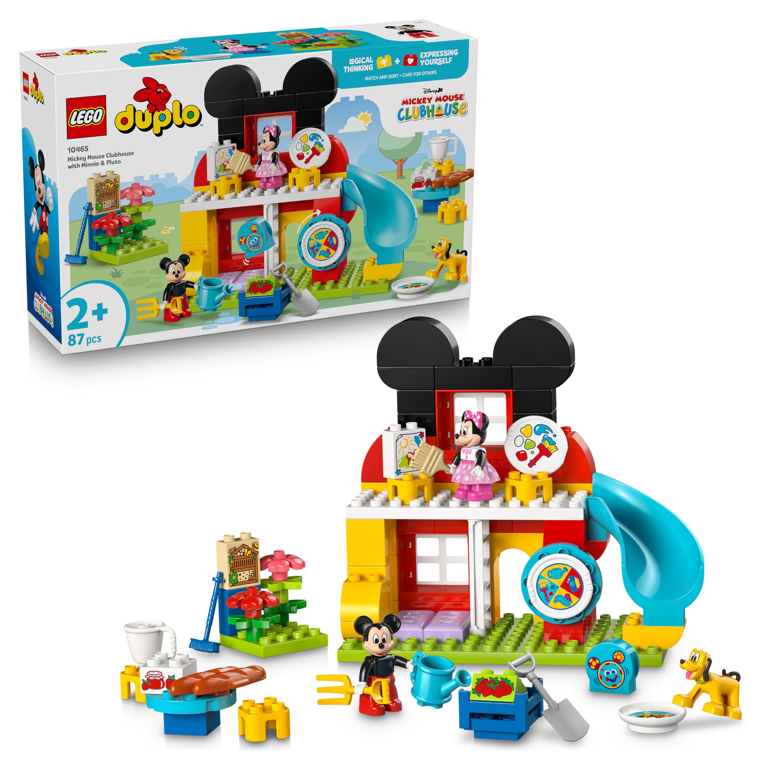 LEGO Duplo │Disney La Maison de Mickey Mouse avec Minnie et Pluto - Jouet Éducatif pour Tout-​Petits - Motricité Fine - 3 Figurines & Tourniquet - Cadeau pour Fille ou Garçon dès 2 Ans 10465