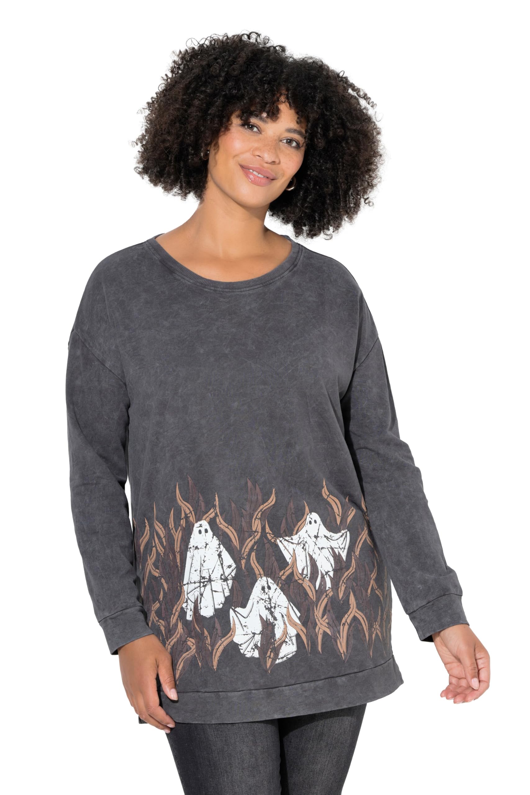 Angel of Style Damen große Größen Übergrößen Plus Size Sweatshirt, Halloween-Geister, Langarm 845354