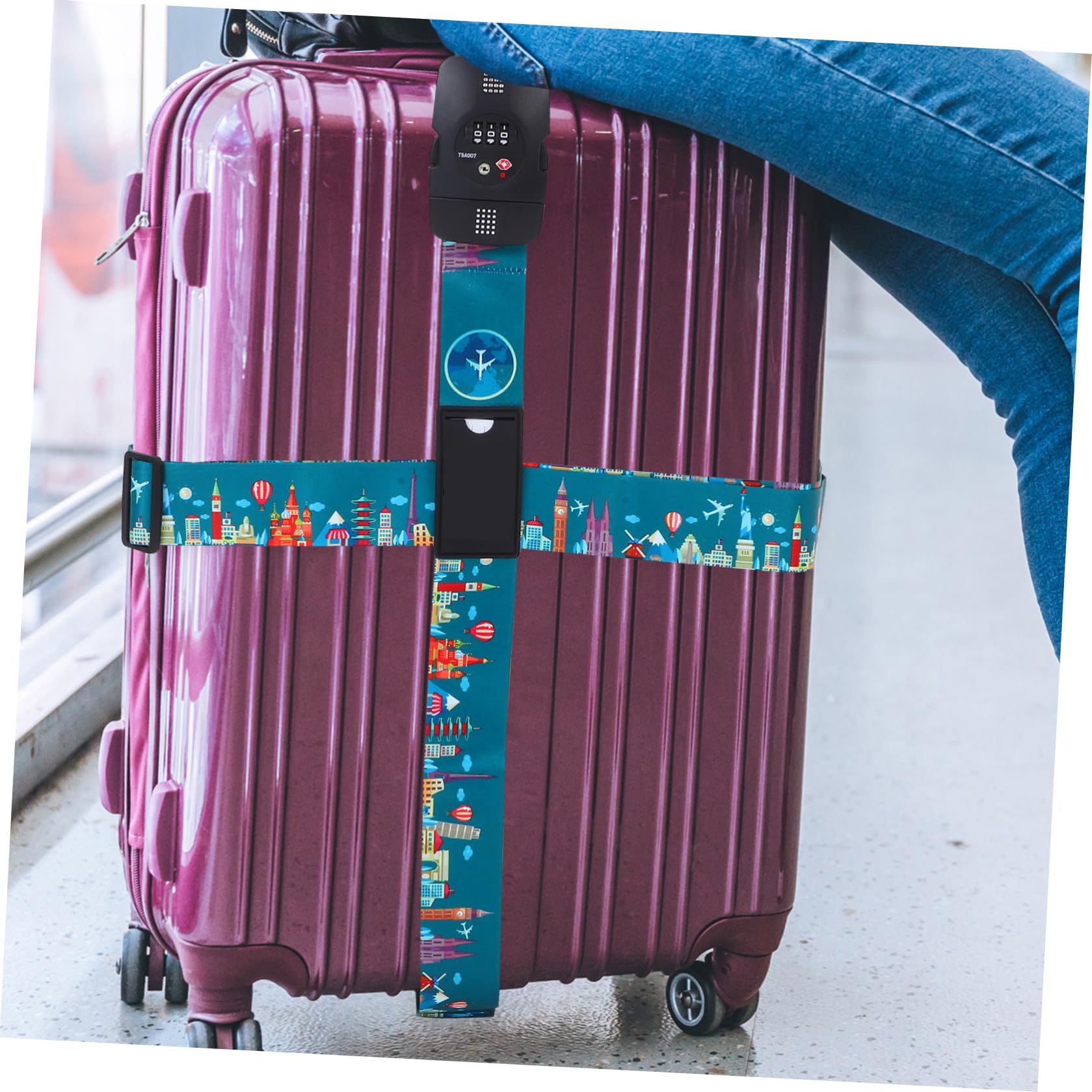 Uonlytech Gepäckband Mit Zahlenschloss Für Koffer, Sicherer Verschluss, Polyester, Kreuzgurt Für Reisegepäck Und Urlaub