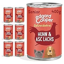 Edgard & Cooper cibo umido per cani anziani (pollo e salmone, 400 g x 6), senza cereali, ingredienti naturali e carne fresca, pieno di aminoacidi essenziali