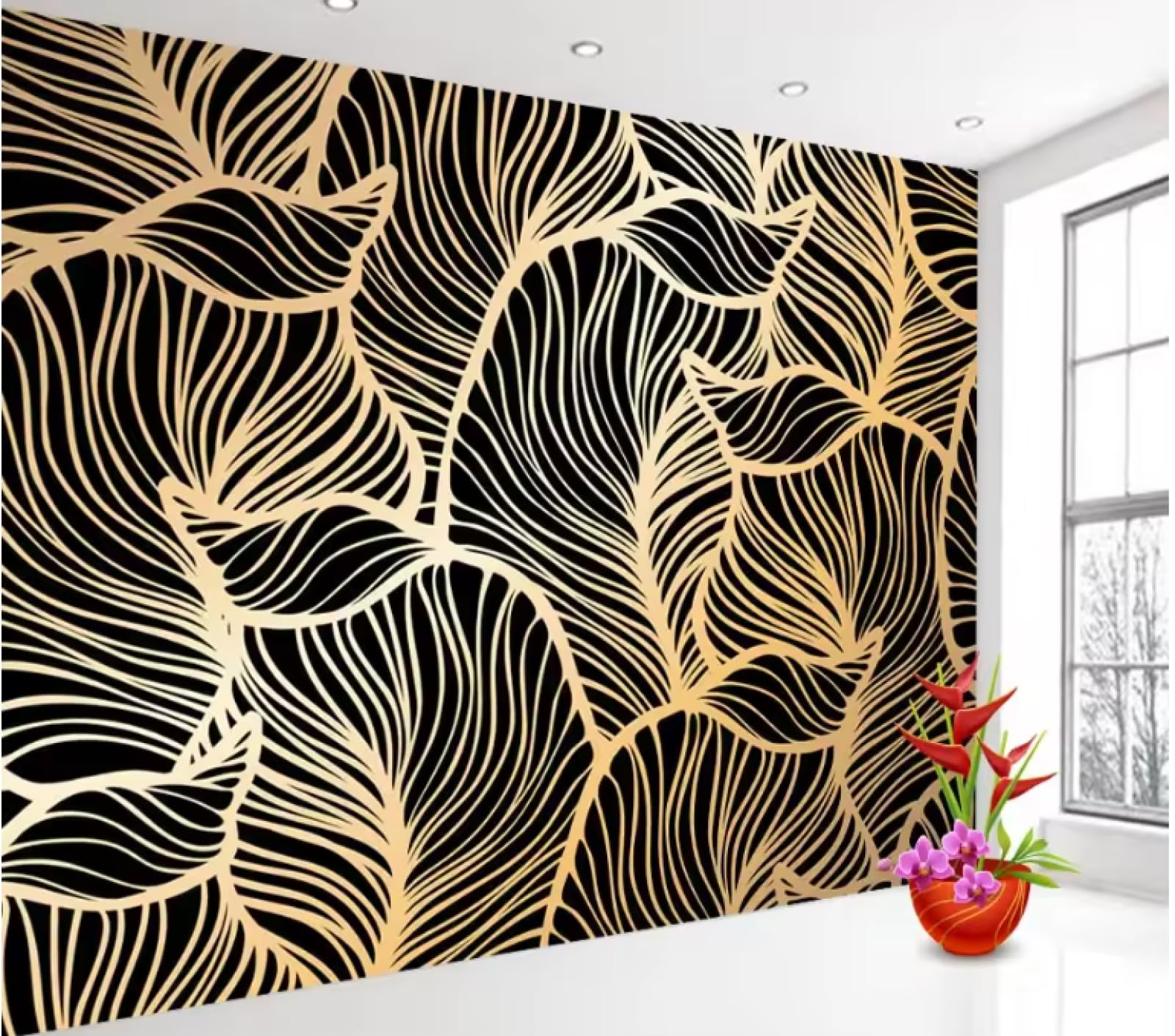 Tapety ścienne wystrój domu tapeta fototapety salon złota linia murale tapeta 3D, 200 x 140 cm