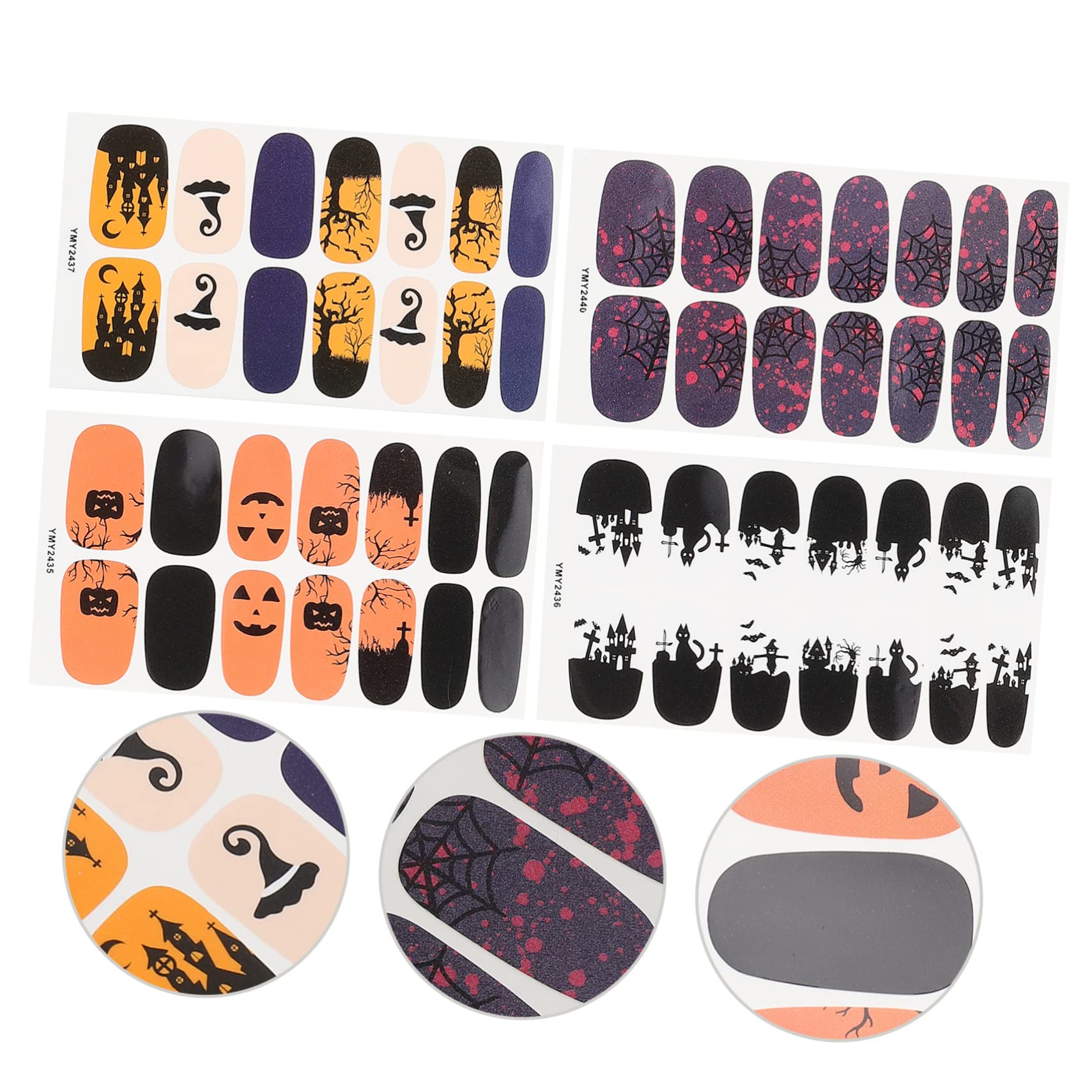 Healeved 5 Set Di Adesivi Per Unghie Per Ragazzi E Ragazze Decalcomanie Per Nail Art Di Halloween Unghie Ragno Gotiche Da Premere Sulle Unghie Corte 4 Fogli * 5
