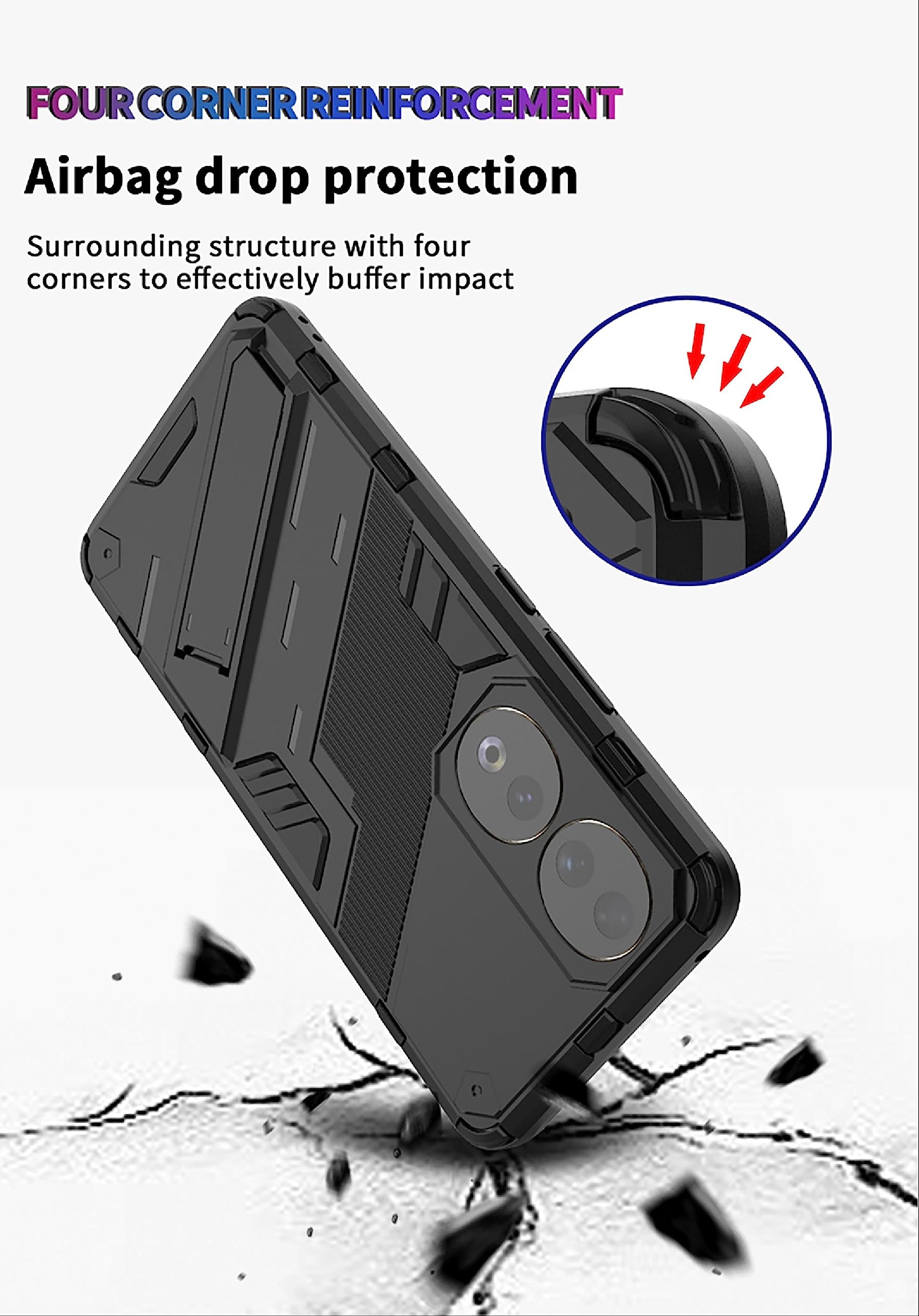 GIOPUEY Cover Per Honor 90 5G Bianca - Doppia Protezione TPU Morbido E PC Rigido, Con Staffa Integrata E Protezione Fotocamera - copertina