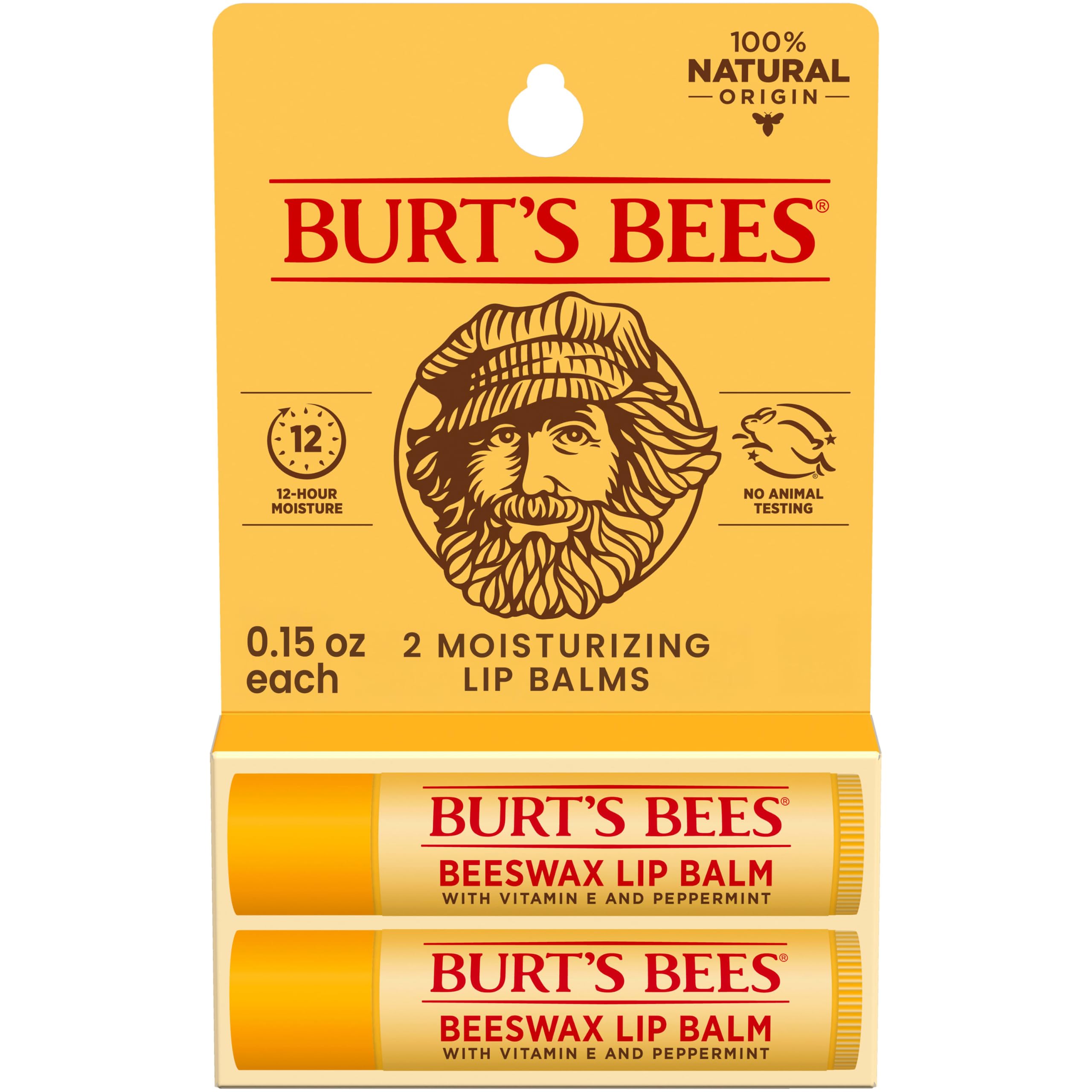 Burt's Bees 100% Natural Moisturizing Lip Balm, Beeswax (Pack Of 2)-picture-48
