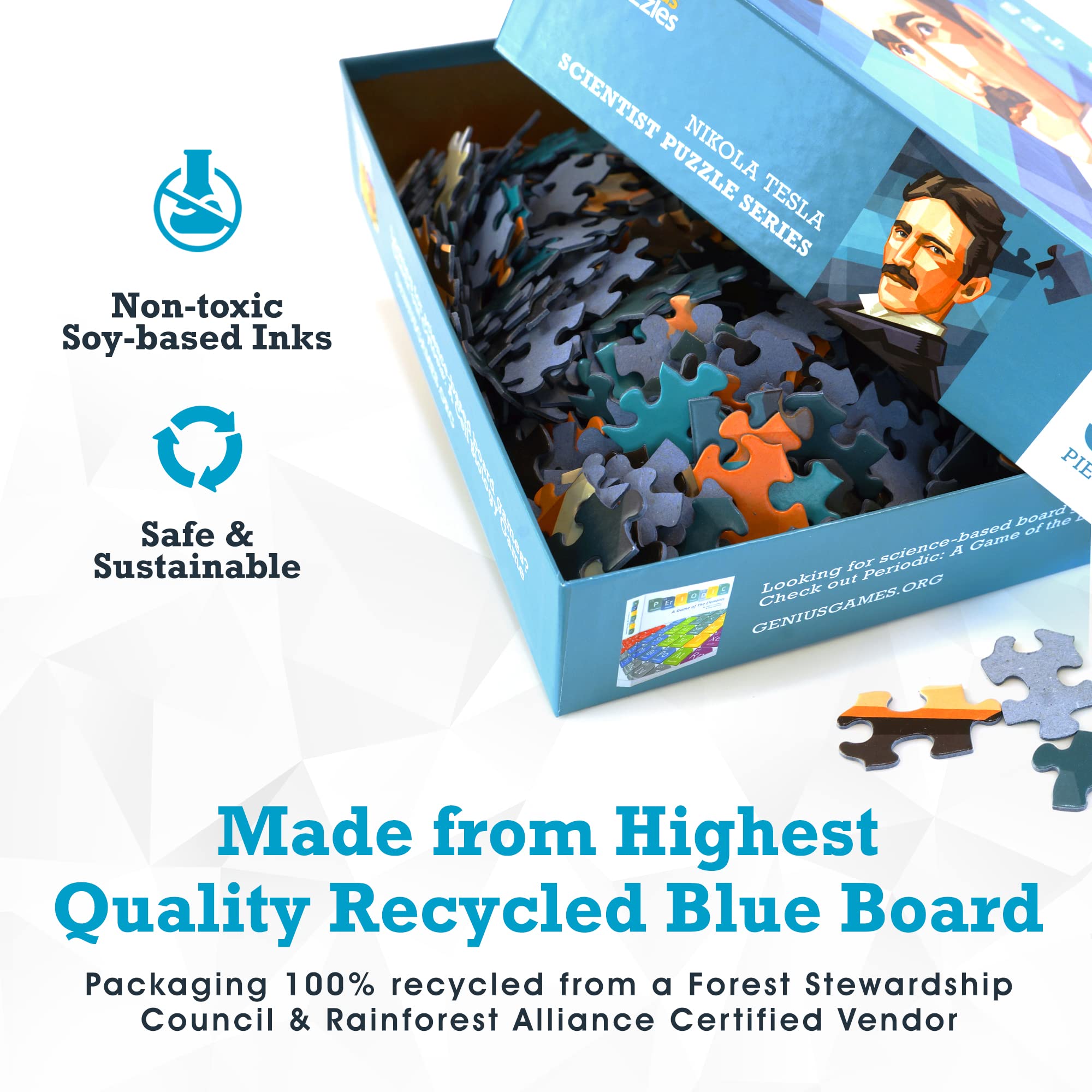 Nikola Tesla Jigsaw Puzzle - Chemistry Puzzles Great as Science Gifts - 500 Puzzle Pieces - Kid & Adult Puzzles - Unique Art Display for Home, School, & Office - Gift for Men & Women - Image 4