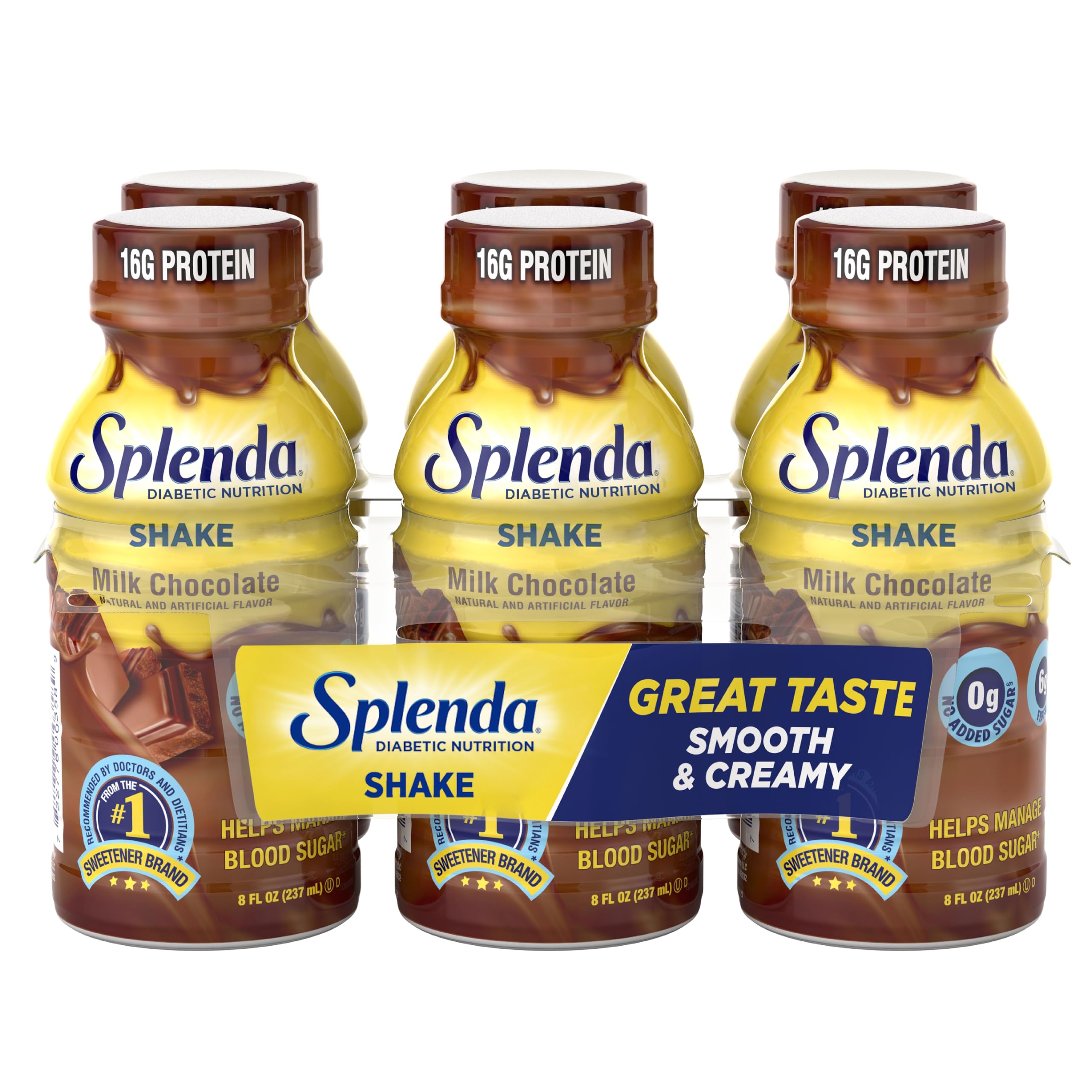 SPLENDA Diabetes Care Shakes - Meal Replacement Shake, 8 Fluid Ounces Per Bottle (Milk Chocolate, 6 Pack)