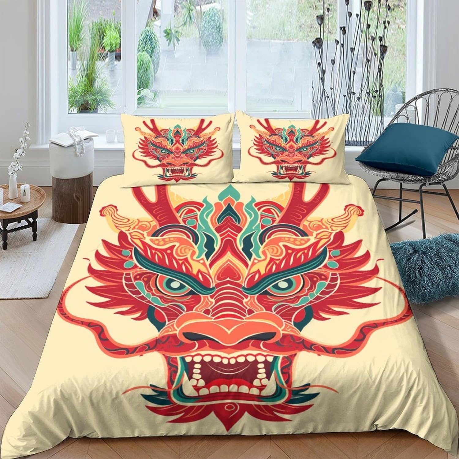 Housse couette dragon lit enfant ado déco chambre fantastique