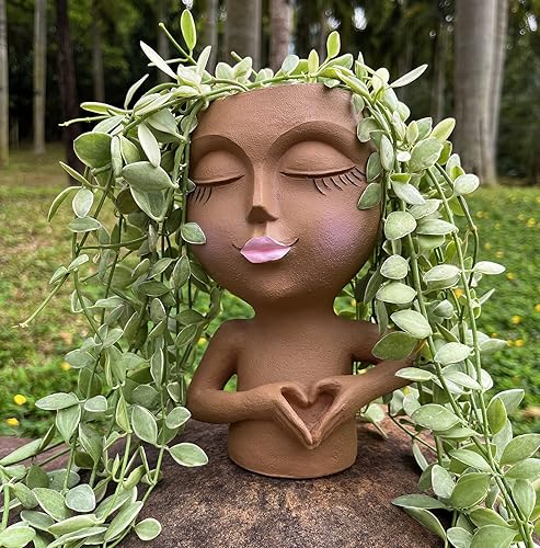 Miniatura 2 de Face Planter Pots Double Face Flower Pots Resin Head Planter for Indoor and Outdoor Plants with Drainage Hole Loving Lady Succulent Planters Closed