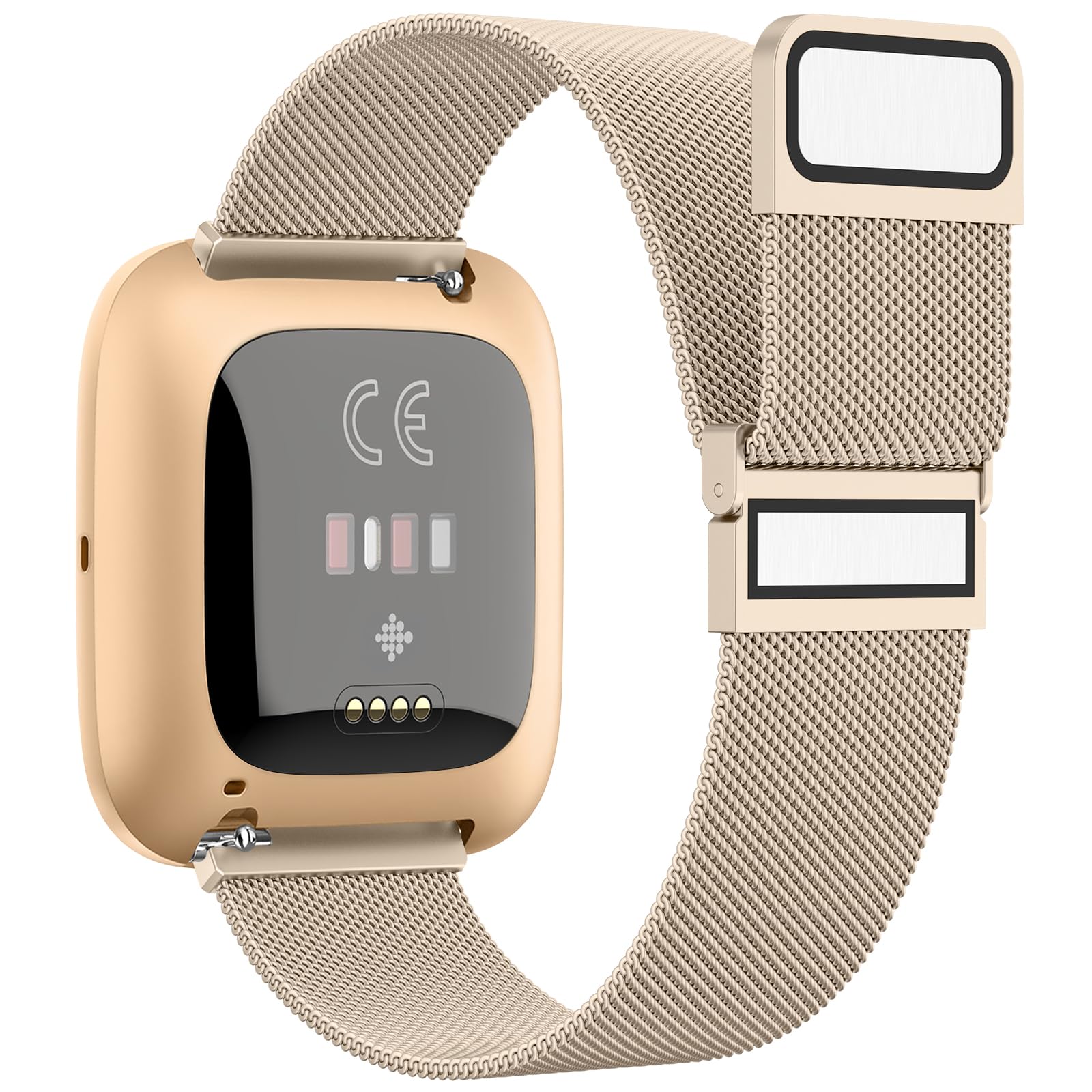 Tobfit Strap for Fitbit Versa & Versa 2 - Breathable Stainless Steel Mesh Loop Adjustable Replacement Strap for Women & Men (Champagne) - Image 2