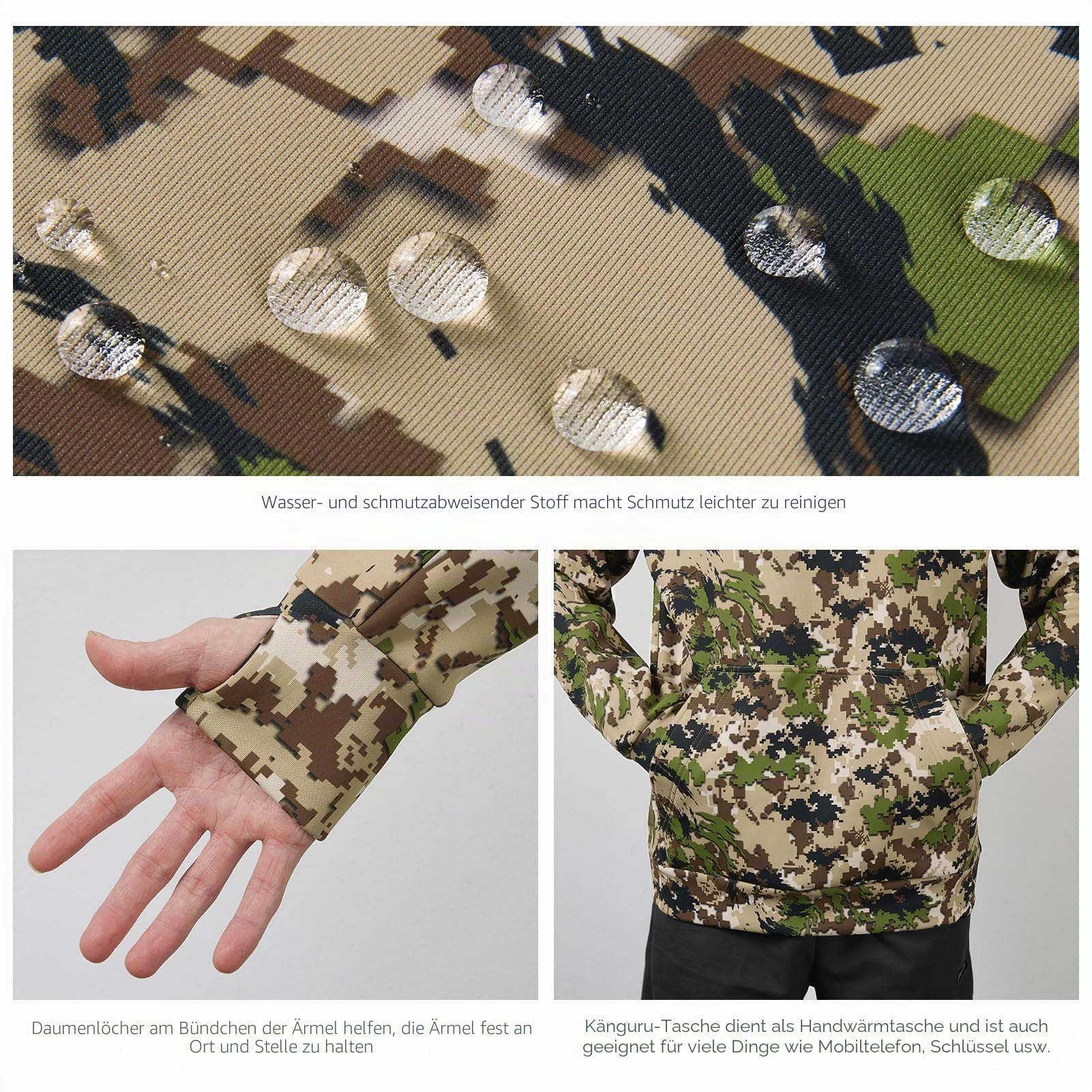 Bassdash Herren Fleece Hoodie Warmer Pullover Kapuzenpullover mit Schlauchschal Wasserdicht Jagd Angeln Sweatshirt FS18M