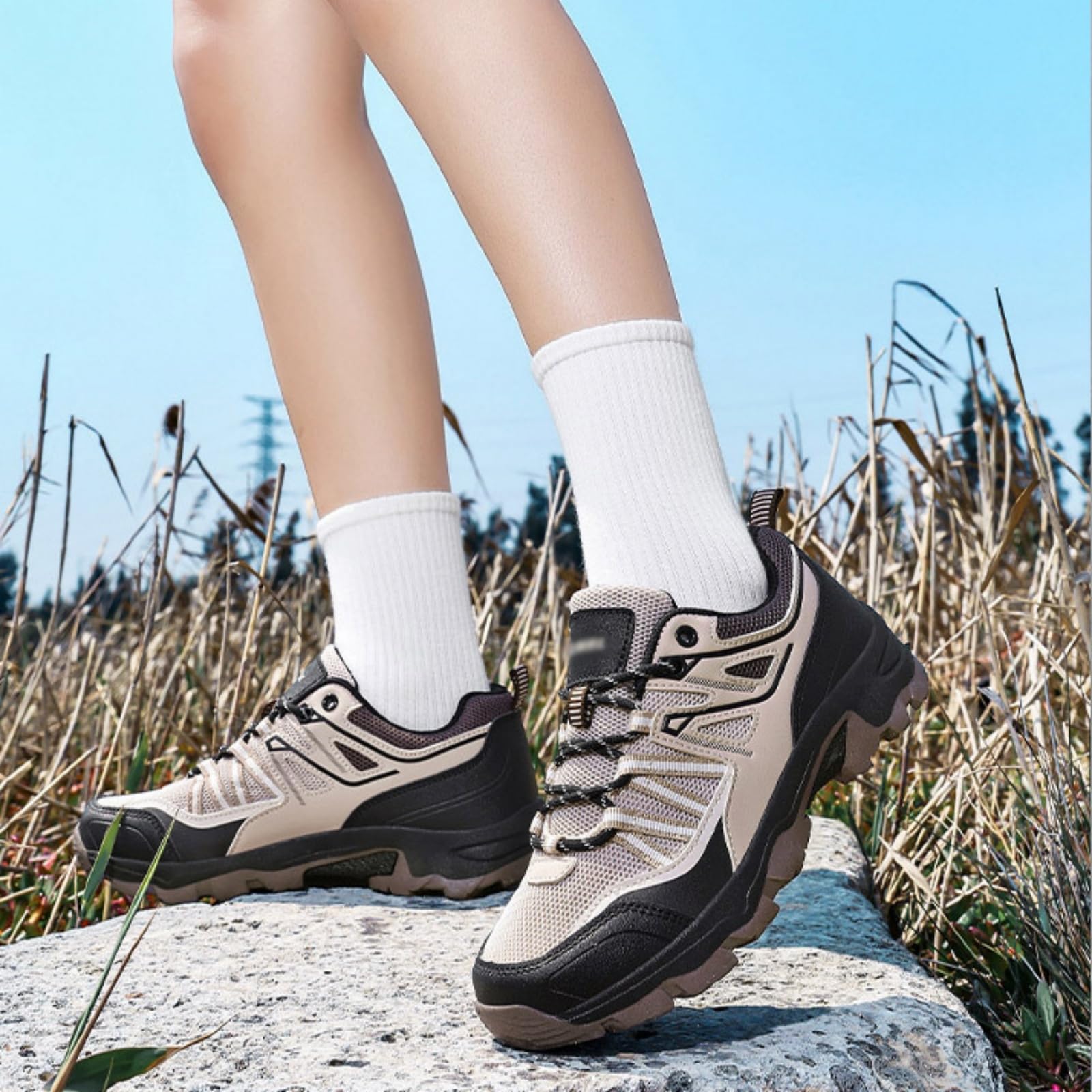 Damskie oddychające buty trekkingowe i do pieszych wędrówek | Lekkie antypoślizgowe półbuty sznurowane, Komfort przez cały dzień, na szlaki kemping wędrówki z plecakiem i podróże