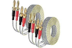 2 Pack Atrend 16AWG 10ft Speaker Wire Cable with Banana Plugs -...