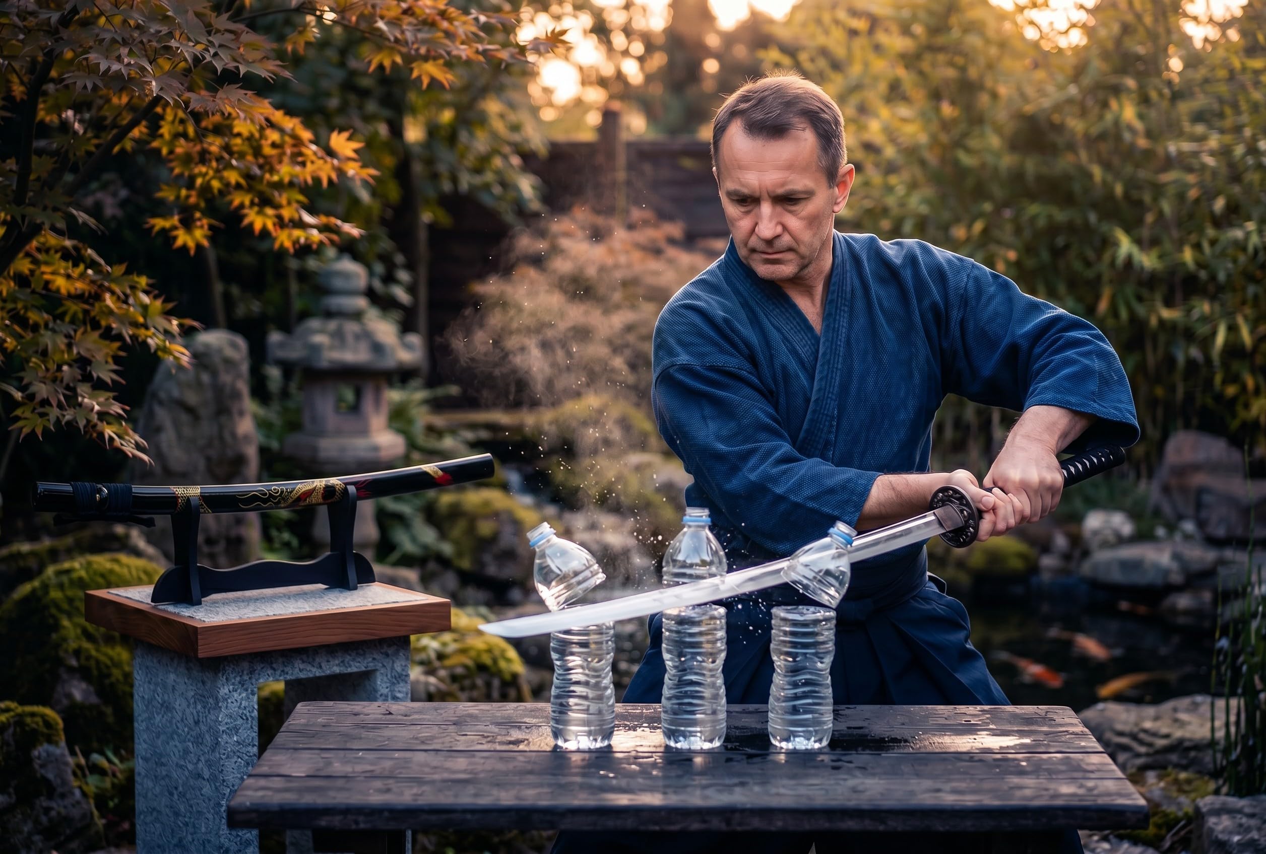 Drachen Katana Schwert scharf echt zum Training Metall Dazu der Ständer Stahl 1060 Samurai 100% Handarbeit nur für Erwachsene - 18 Jahre erforderlich 4KM91-409BKA