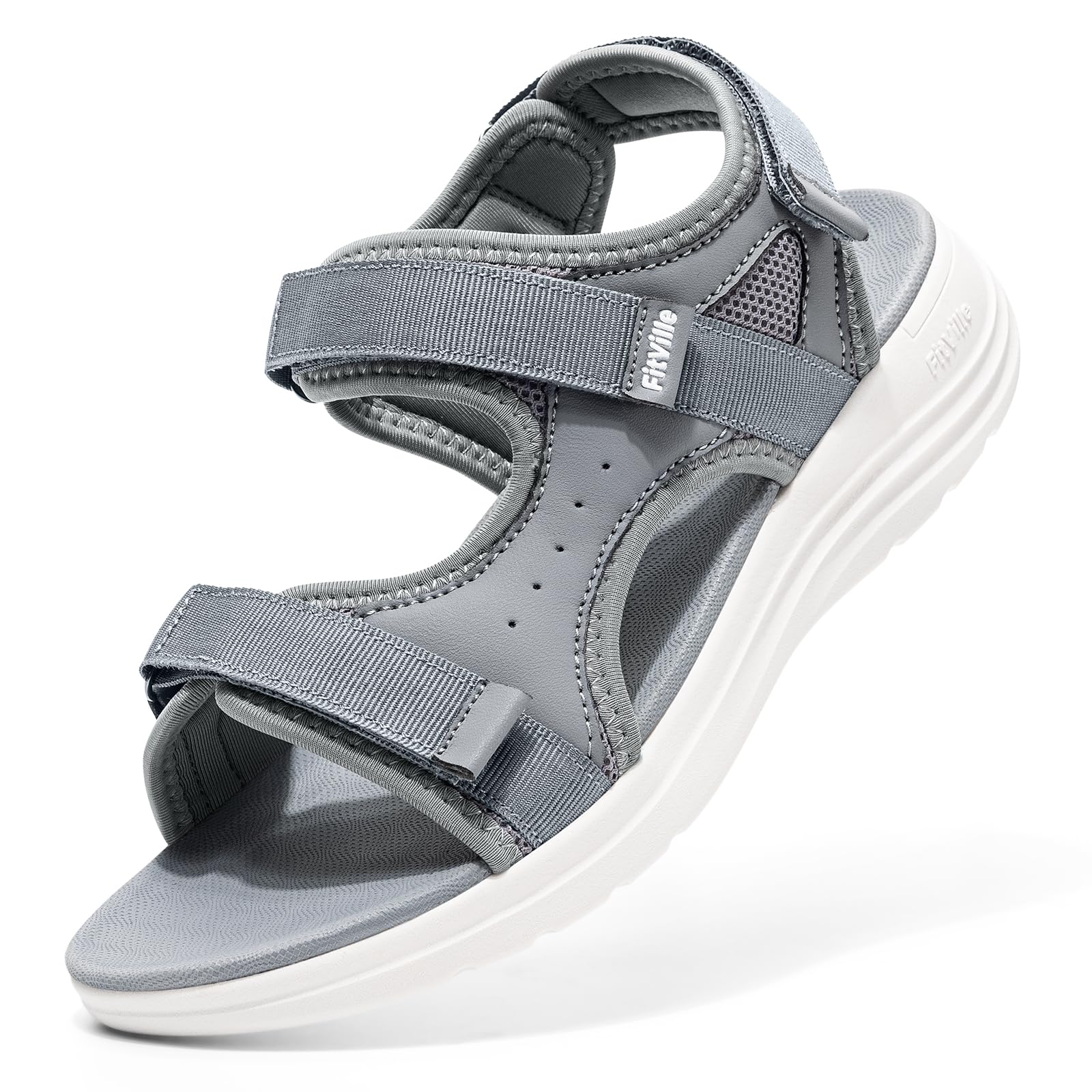 FitVille Damen Sandalen Weite Sommerschuhe mit Klettverschluss Leichte Sommersandale Freizeitsandalen Senioren Falch Peep Toe Schuhe Bequem Weich Outdoor für Breite Füße