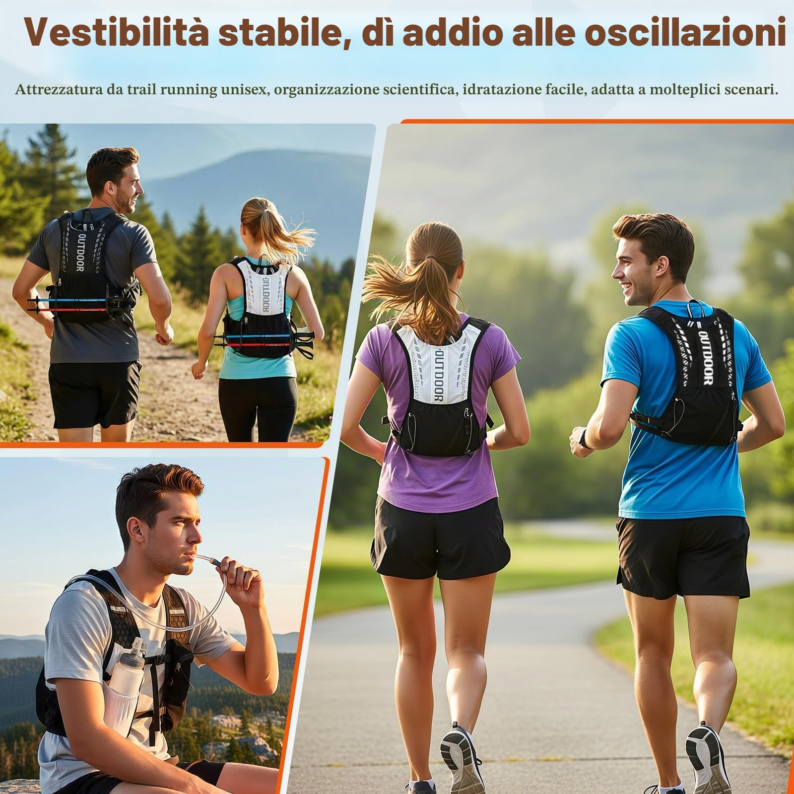 Zaino Idratazione,Zaino da Corsa,Gilet Zaino Trail Running,Gilet running uomo,Gilet corsa,con 500ml Borraccie Morbide 1.5L Sacca Idrica,per Outdoor,Maratona,Ciclismo,Alpinismo