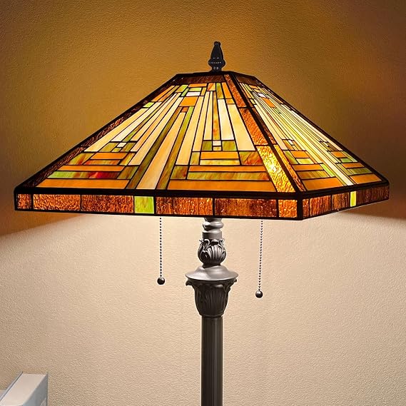 Capulina Tiffany Lamp Shade Mission Amber Brown Stained Glass 16 Inches