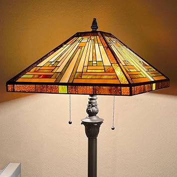 Capulina Tiffany Lamp Shade Mission Amber Brown Stained Glass 16 Inches