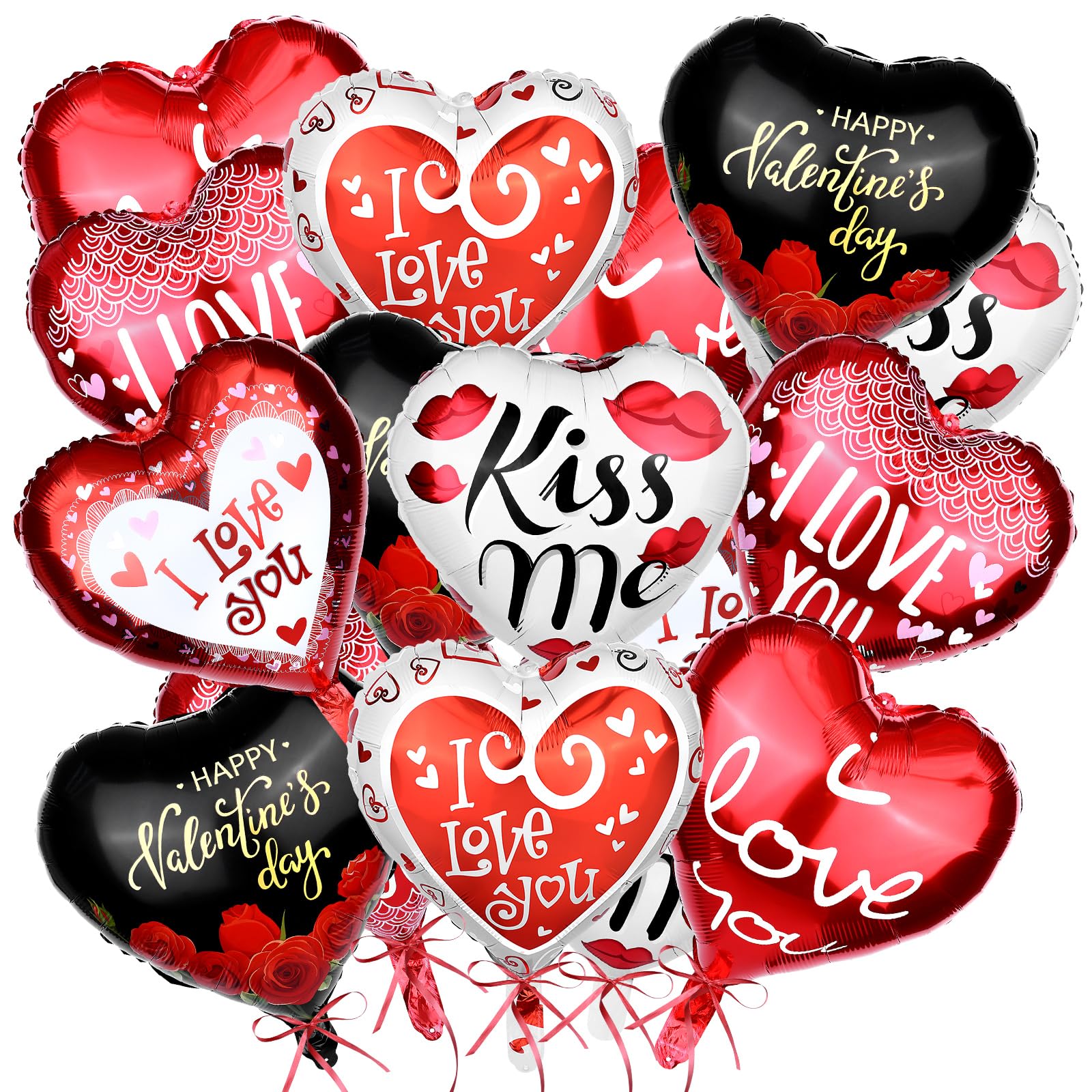 24 globos de corazón rojo con forma de corazón, globos de flores, globos de helio para cumpleaños, boda, San Valentín, decoración de fiesta de Navidad, 24 unidades