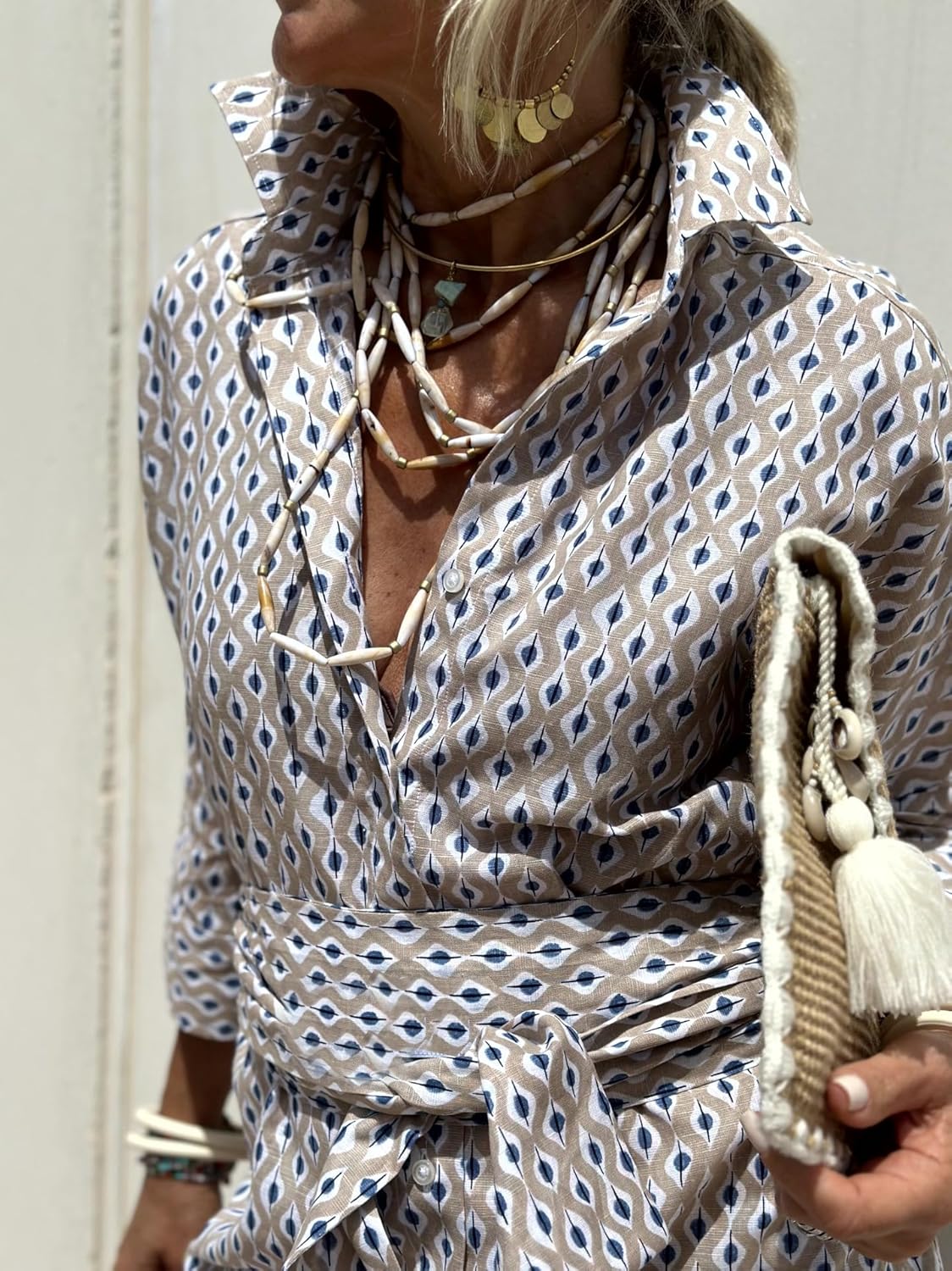 utcoco Womens 2026 Shirt Dress Casual Lapel 3/4 Sleeve Button Down Split Belted Vacation Maxi Dress - Image 6