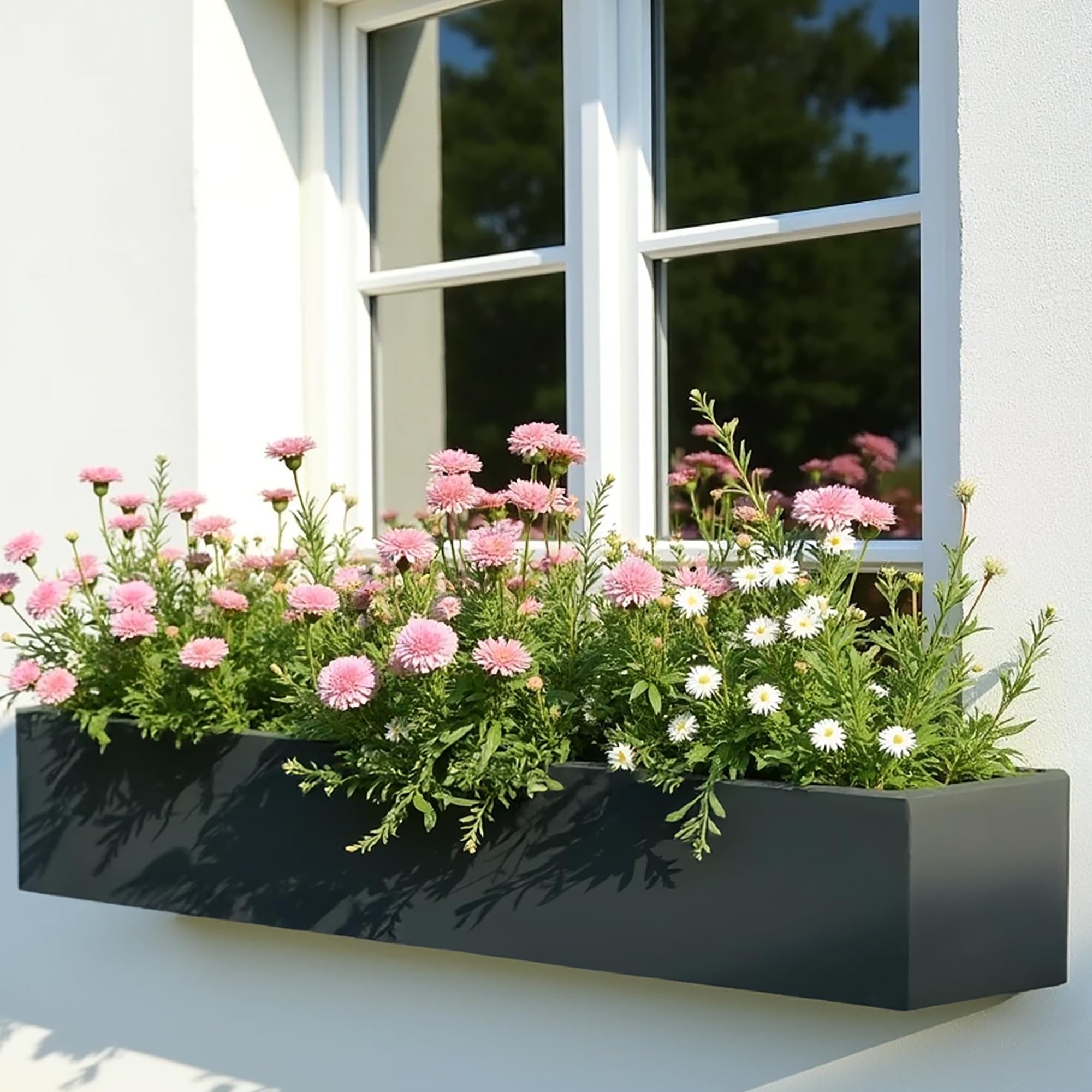 IDEALIST 100cm Planter Window Box, Dark Grey Reinforced Stone, 58L