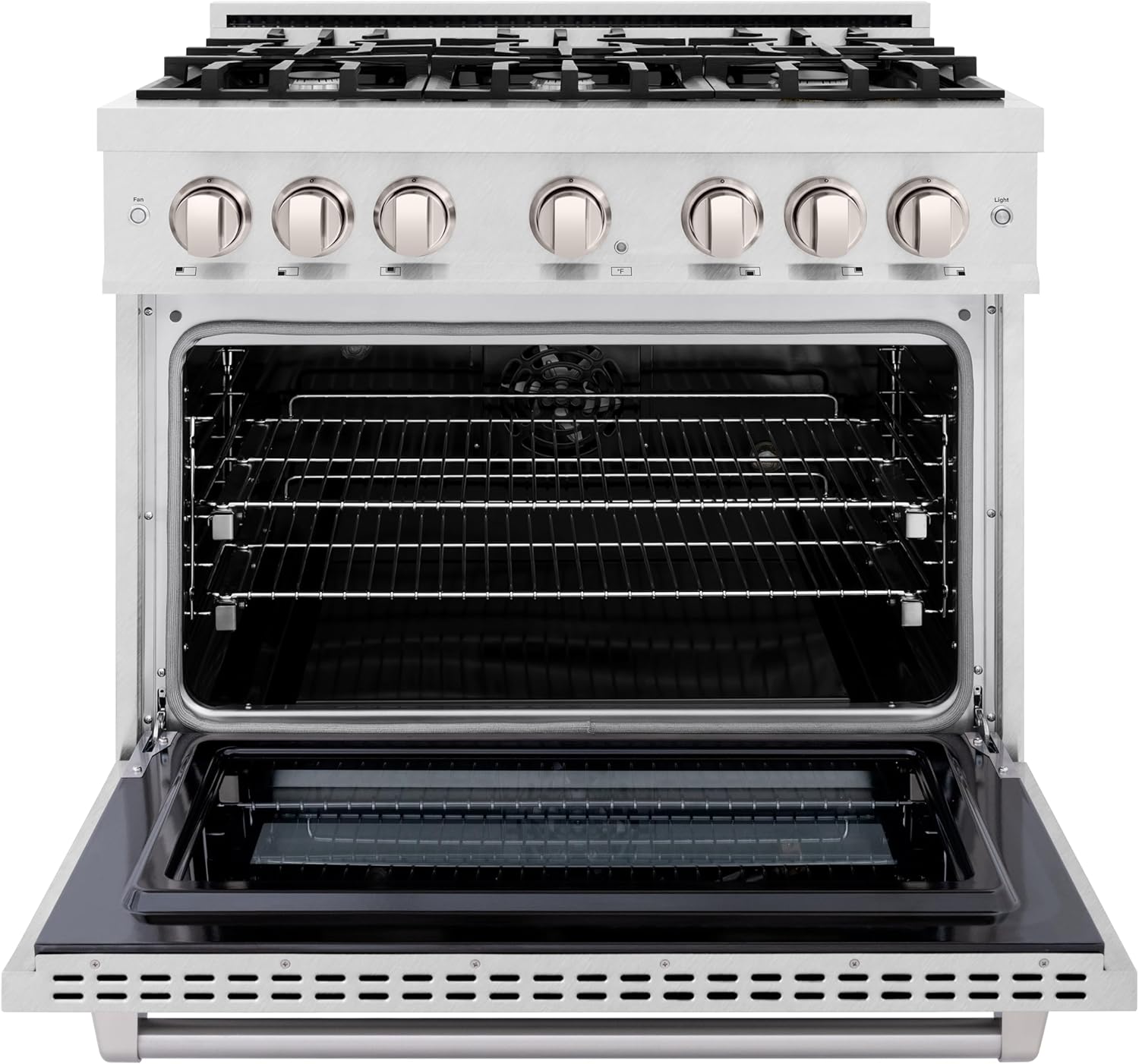 ZLINE 36 in. 5.2 cu. ft. Select Dual Fuel Range with 6 Burner Gas Cooktop and Electric Convection Oven in Satin Stainless Steel (HDRS-36)