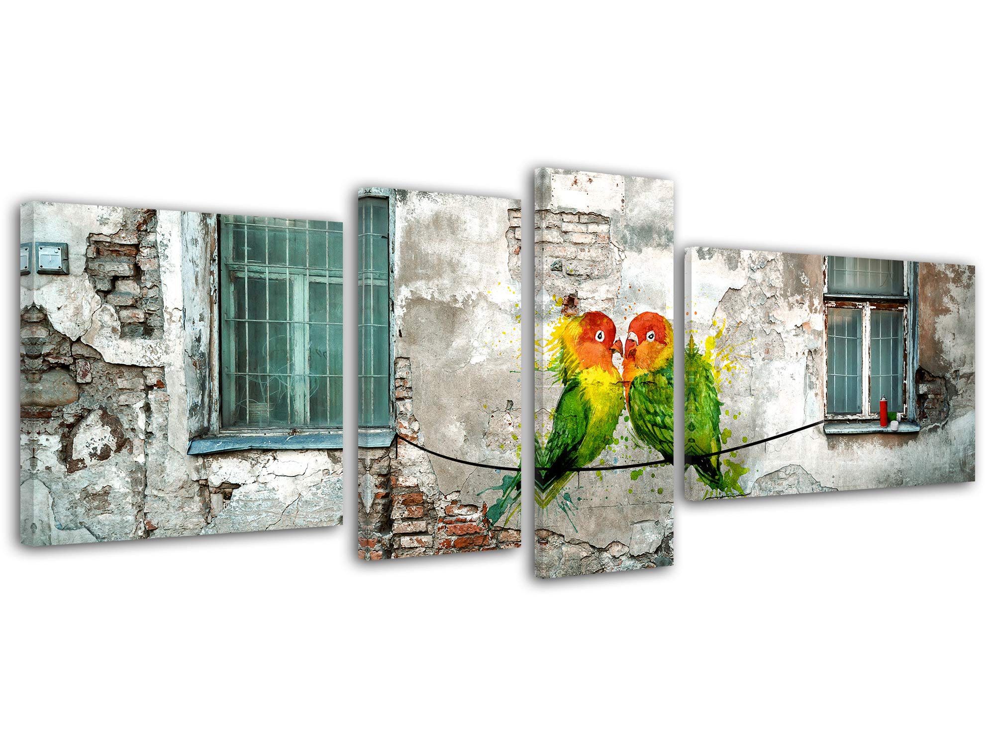 DECLINA, Quadro Decorativo da Parete per Soggiorno Moderno, Quadro Decorativo da Parete, Tela Decorativa Graffiti Uccelli Multicolore, 160 x 60 cm