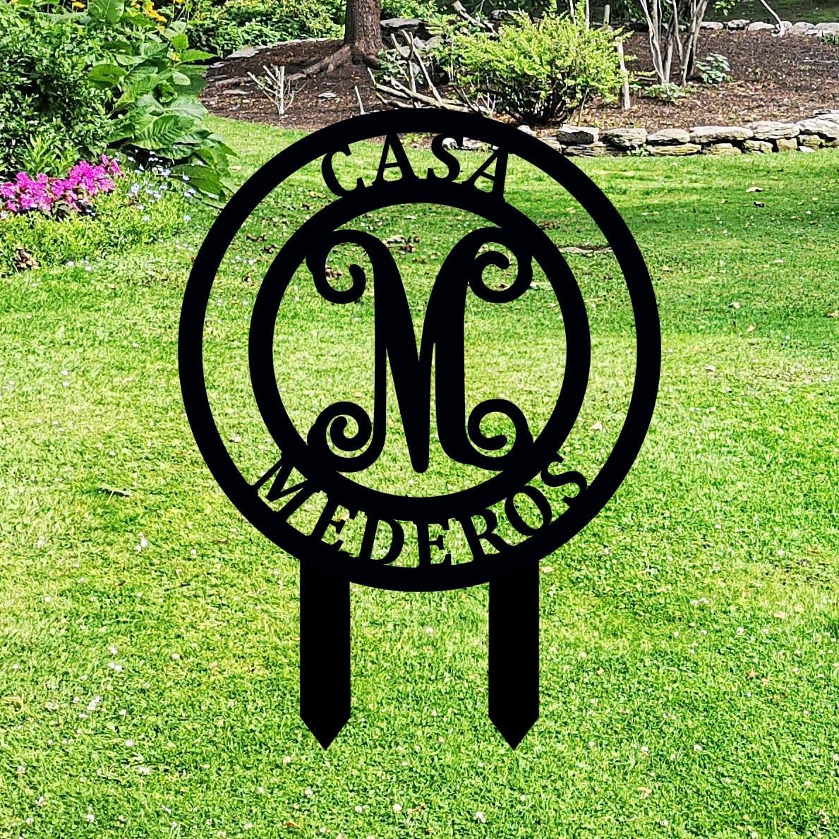 Family Name Sign Wall Decor For Living Room or Outdoor Custom Welcome Sign for Front Door or Porch With Last Name and Initial Monogram, Wedding Gift for Couple