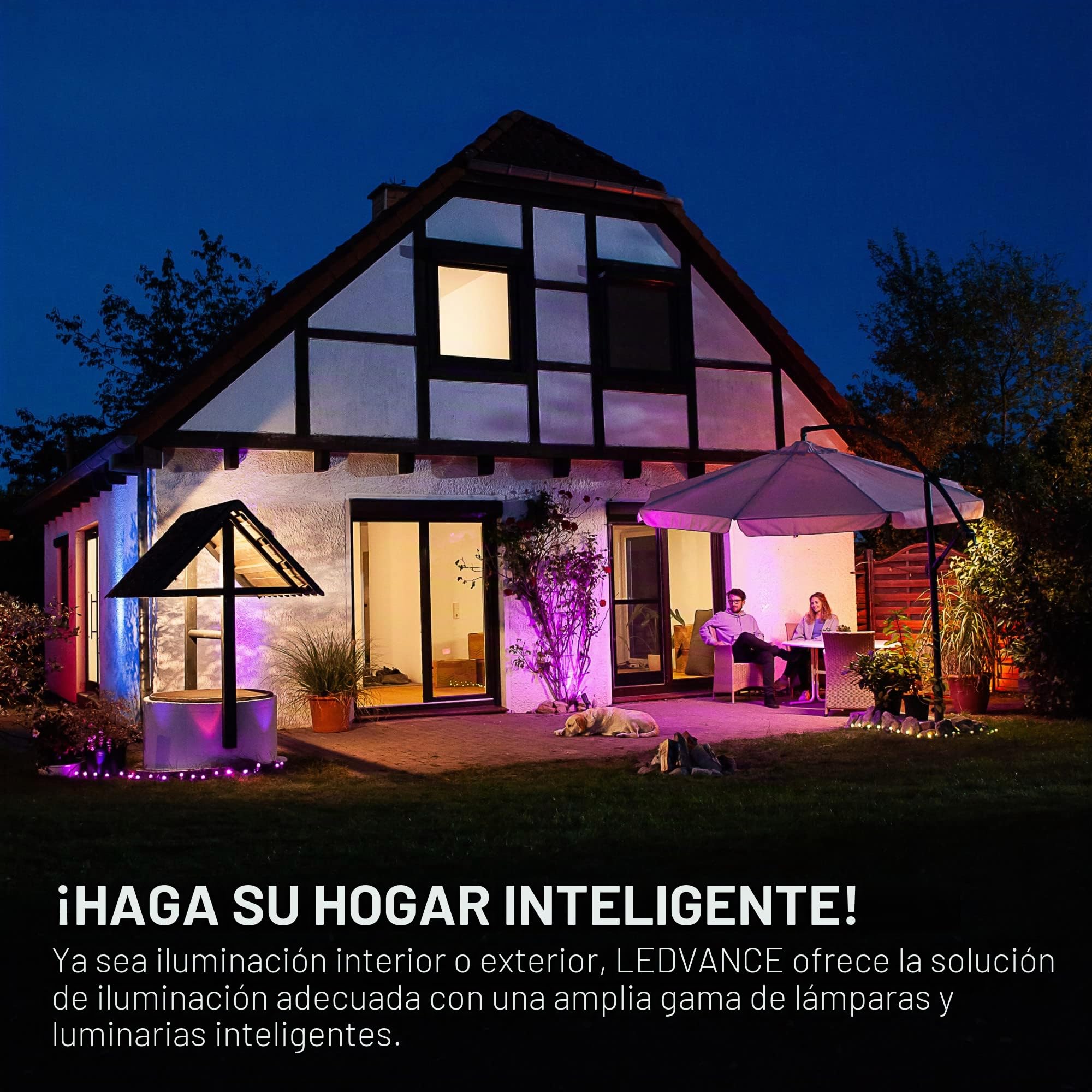 LEDVANCE Luz exterior LED inteligente con tecnología WiFi, focos para exterior, blanco cálido (3000K), regulable, 50W, aluminio gris oscuro, compatible con Google y Alexa, SMART+ WIFI FLOOD