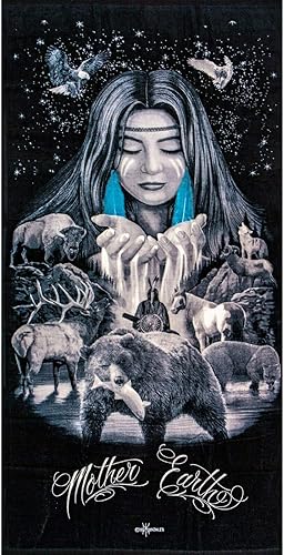 DGA Nativo Americano Madre Tierra Alaska Vida Silvestre Fibra Reactiva PlayaToalla de Baño