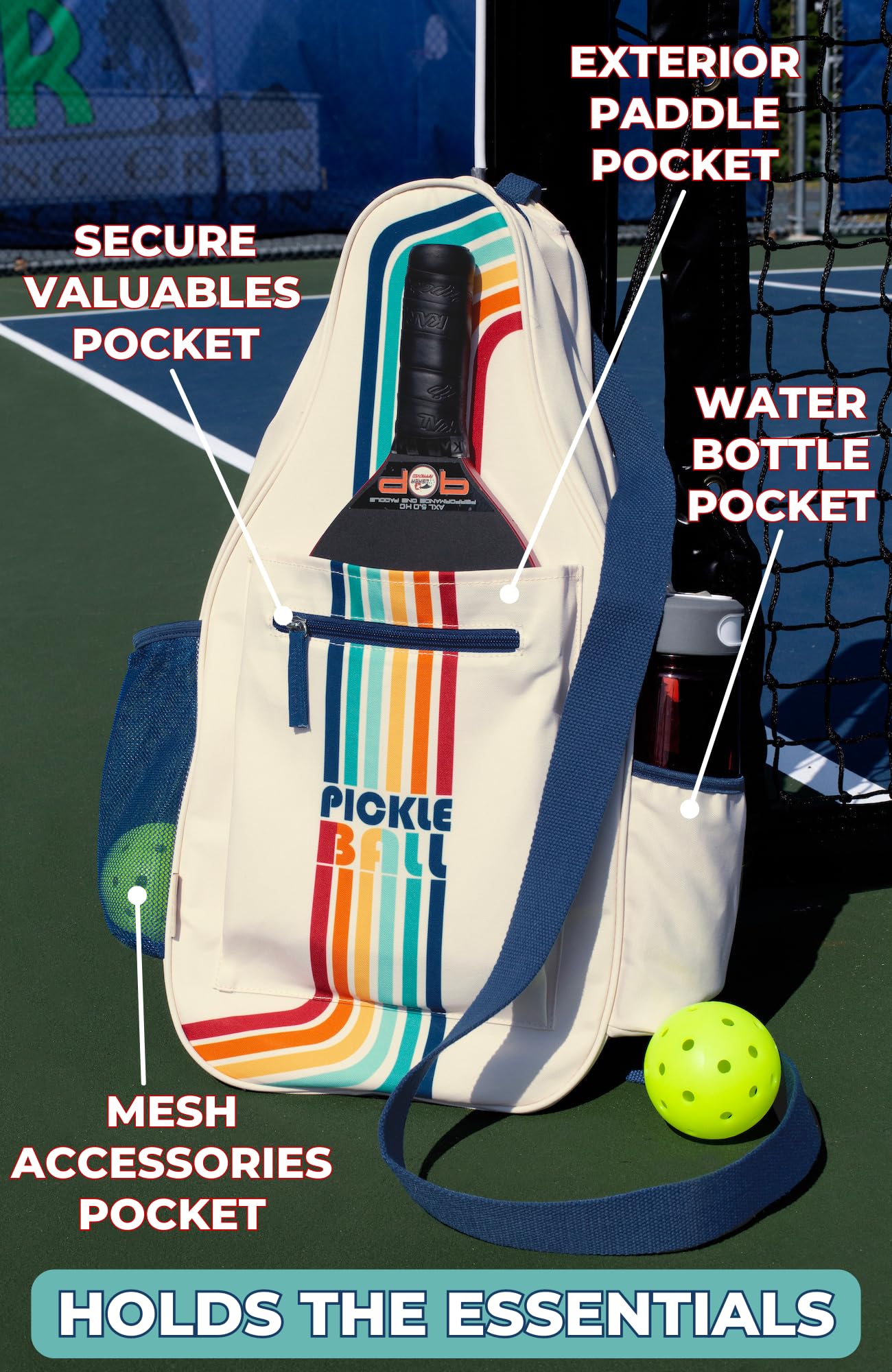 STEEL MILL AND CO. Unisex Pickleball Bag, Adjustable Sling Bag for Pickleball Paddle with Fence Hook and Waterbottle Holder - Image 2
