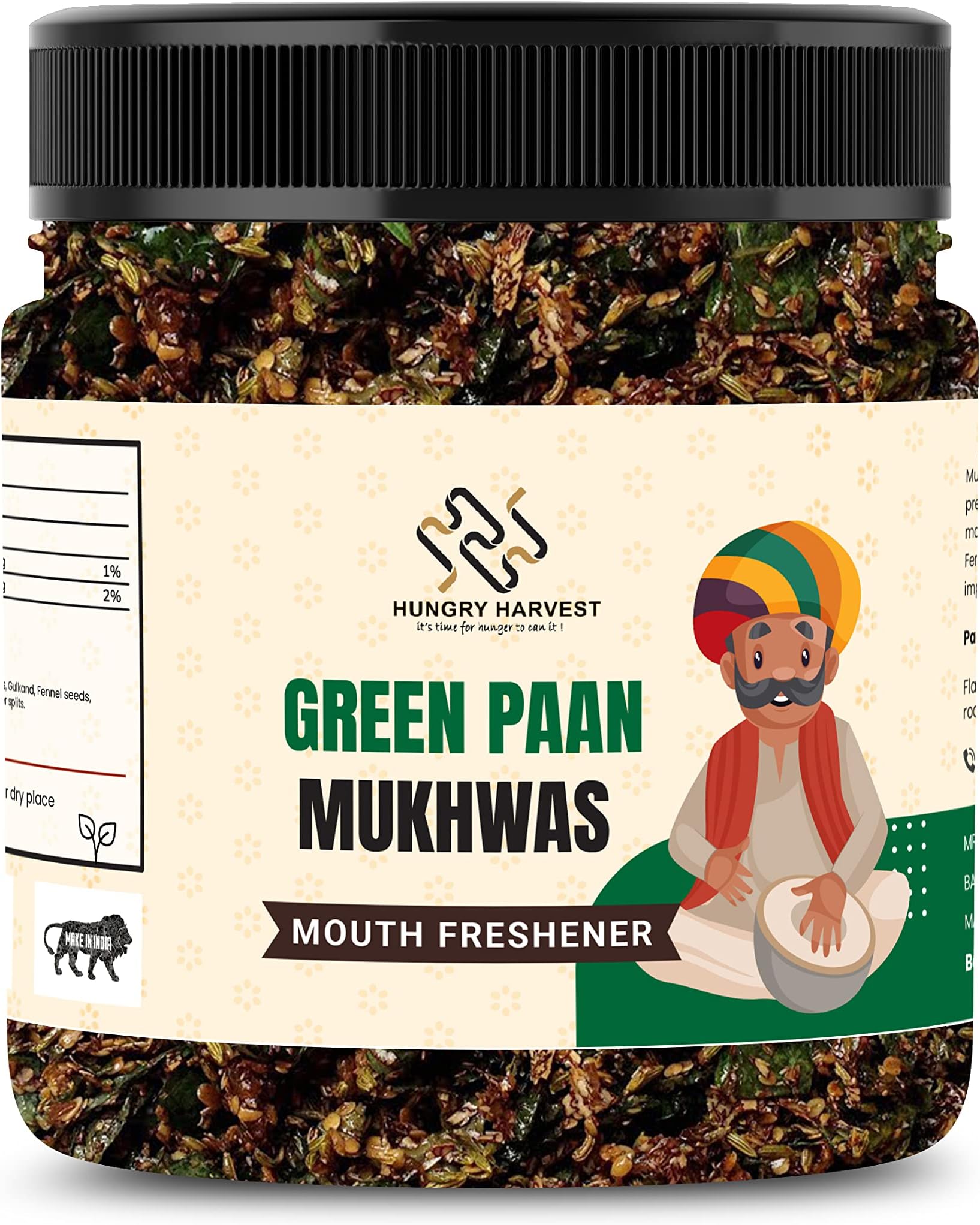 Hungry Harvest Home Made Green Paan Mukhwas Paan Mukhwas Mouth freshener Without supari [Jar Pack] (300 Grams (Pack of 1 of 300 Grams))