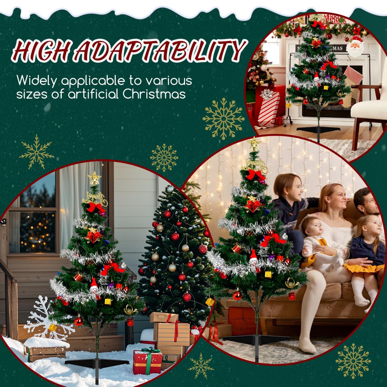 Cabilock Pied de sapin de Noël artificiel pliable en plastique de 30,5 cm pour décoration de sapin de Noël
