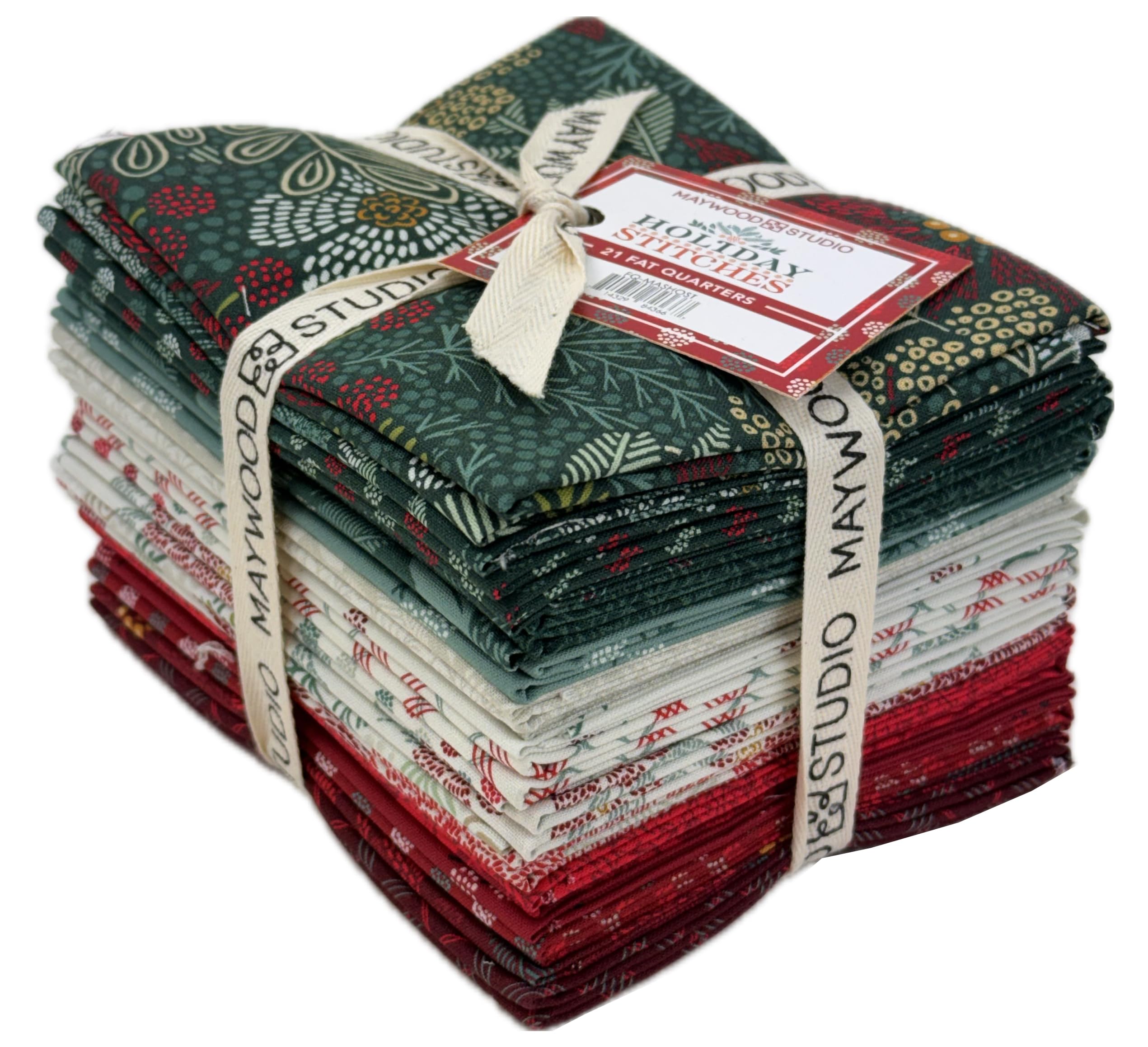 Maywood Studio Assorted Holiday Stitches 21 Fat Quarters