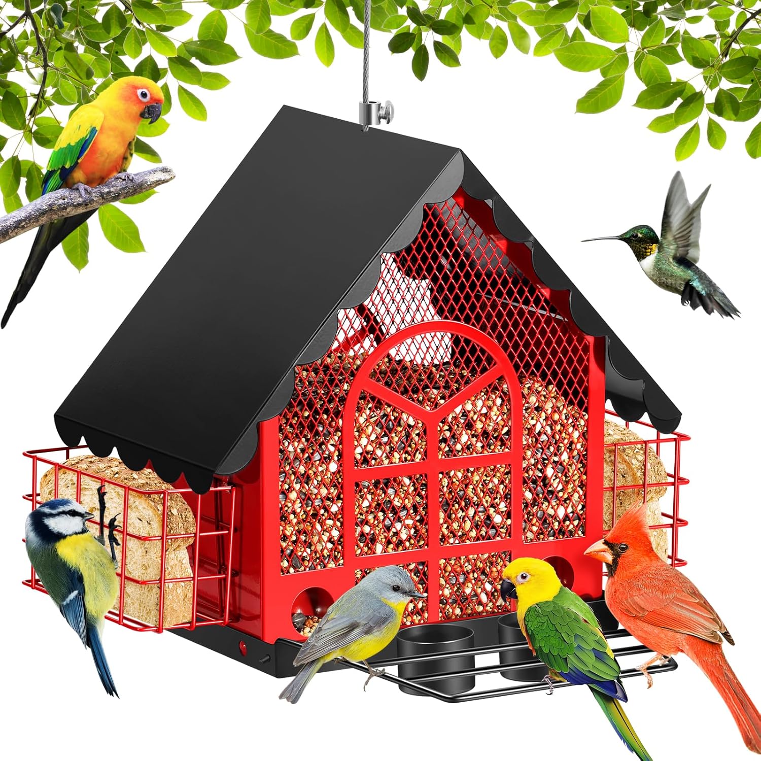 DoubleCare Bird Feeders for Outdoors Squirrel Proof, Large