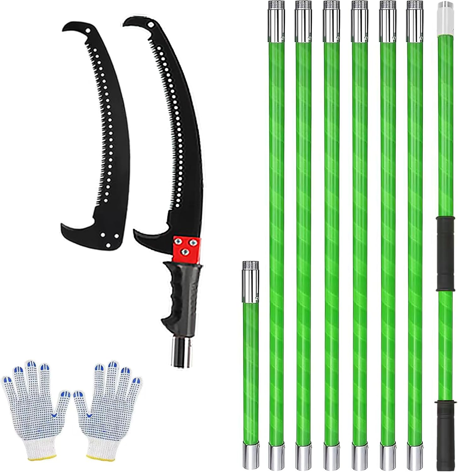 26Ft Pole Saw for Tree Trimming Manual Branch Pruner with Sharp Scissor Extendable Tree Pole Pruner Cutting Set Garden Tools (7.3-26 ft)