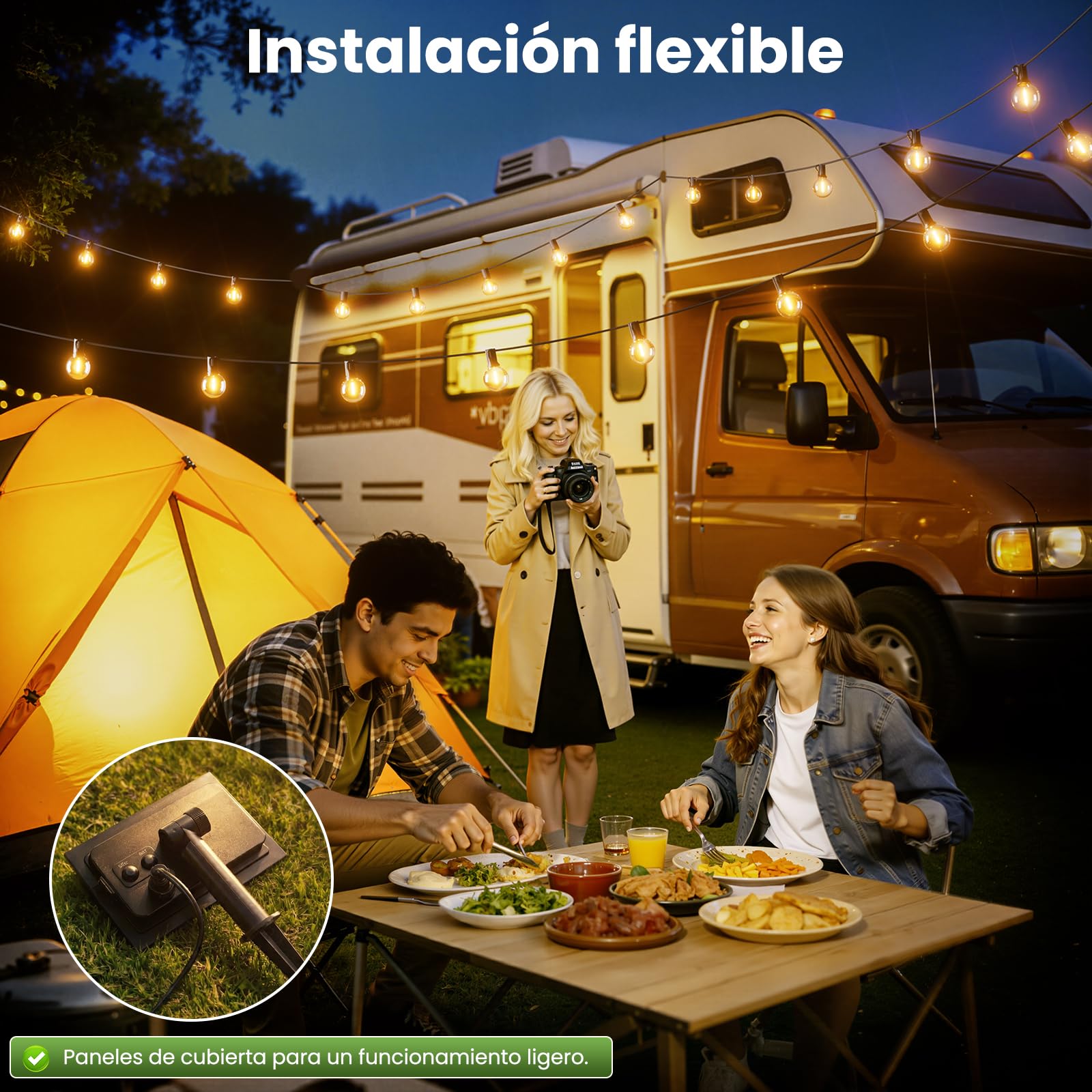 Yuusei Guirnalda Luces Exterior, Luces LED 30M Solares Exterior IP65 | Impermeable IP65 & 2700K Blanco Cálido, Bombillas 50+2 G40 Irrompibles Luz para Jardin, Decoracion, Terraza, Pergolas Toldos