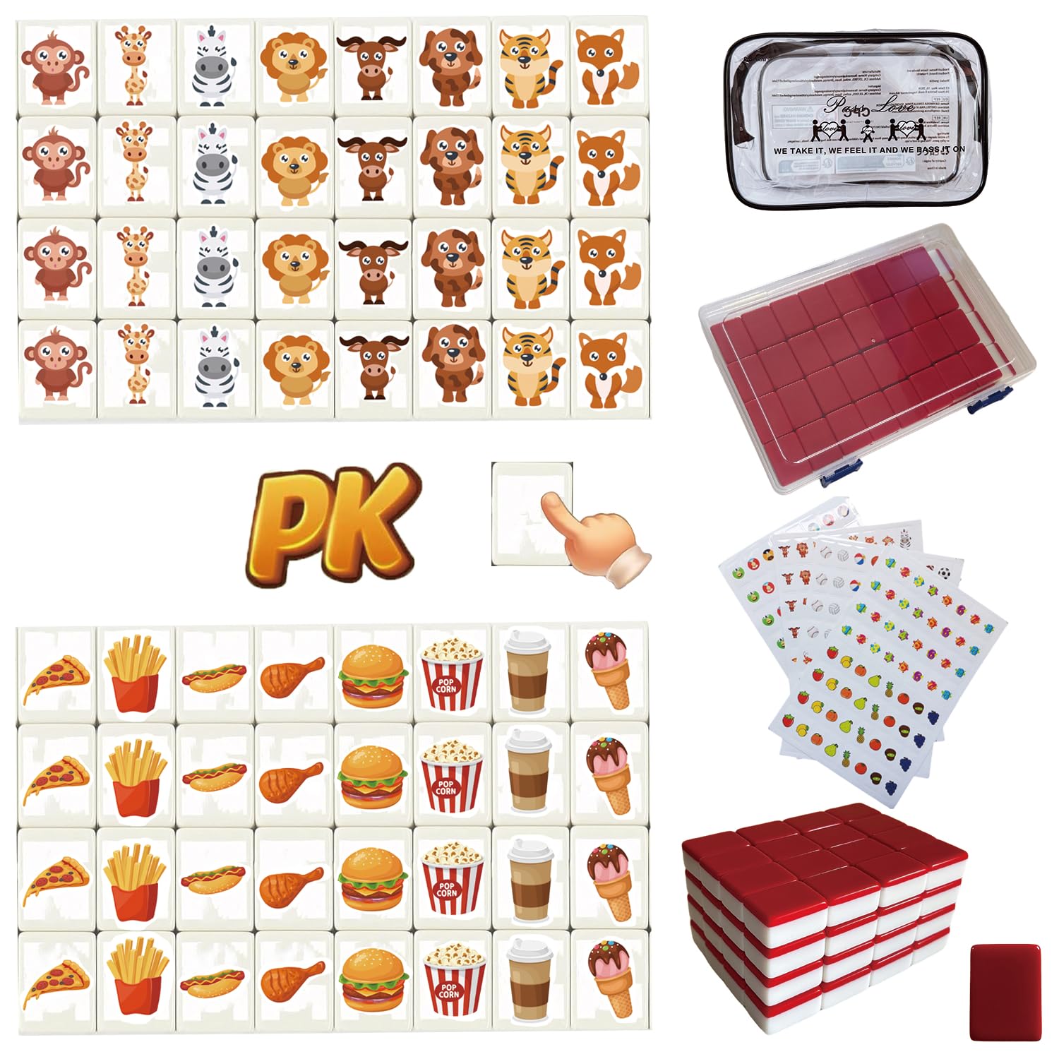 Emballage Simple,65 Blocs De 30mm Jeu De Seaside Style Escape Game De Style Mahjong,Jeu De Tuiles Pour Enfant,de Mahjong 2 Joueurs,en ABS Plastique,Domino D'évasion,avec DIY Autocollants En PVC