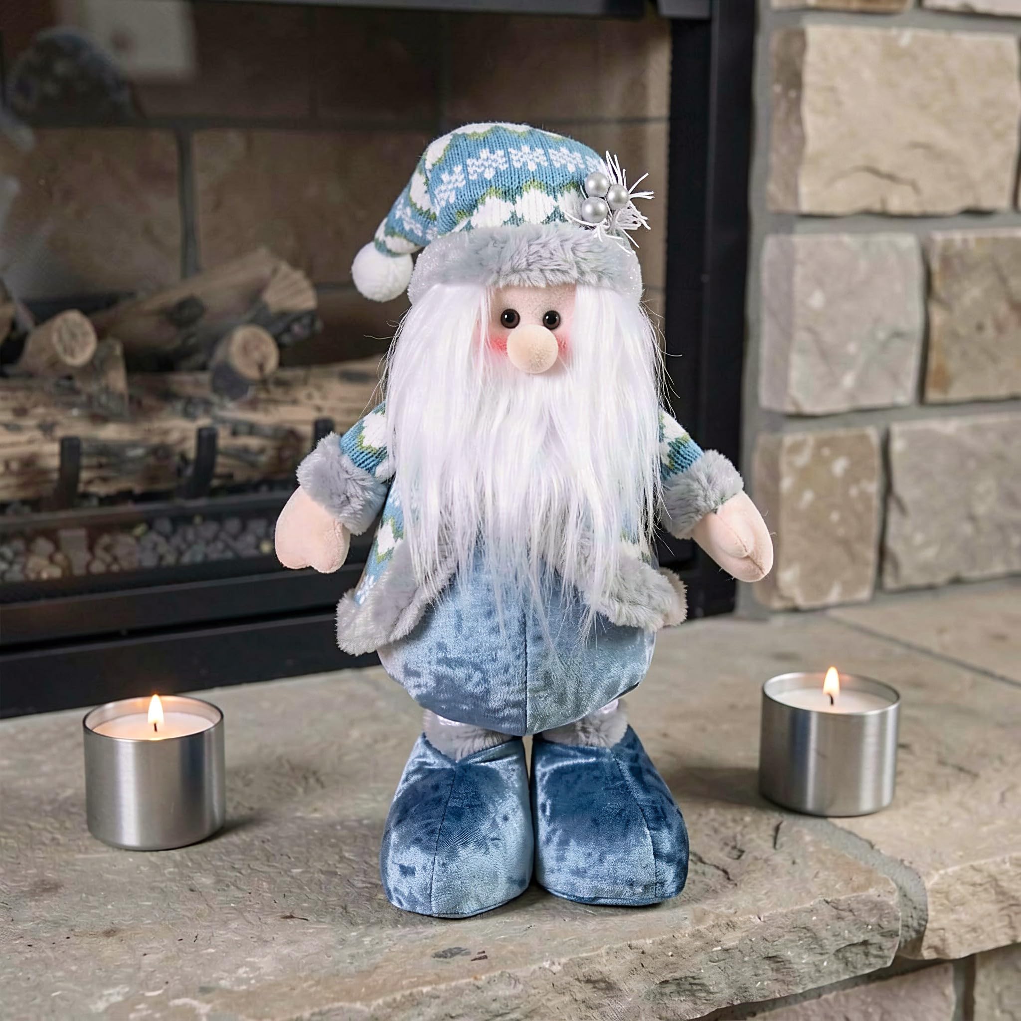 Didiseaon Statuetta di Babbo Natale con gambe retrattili, gnomo di Babbo