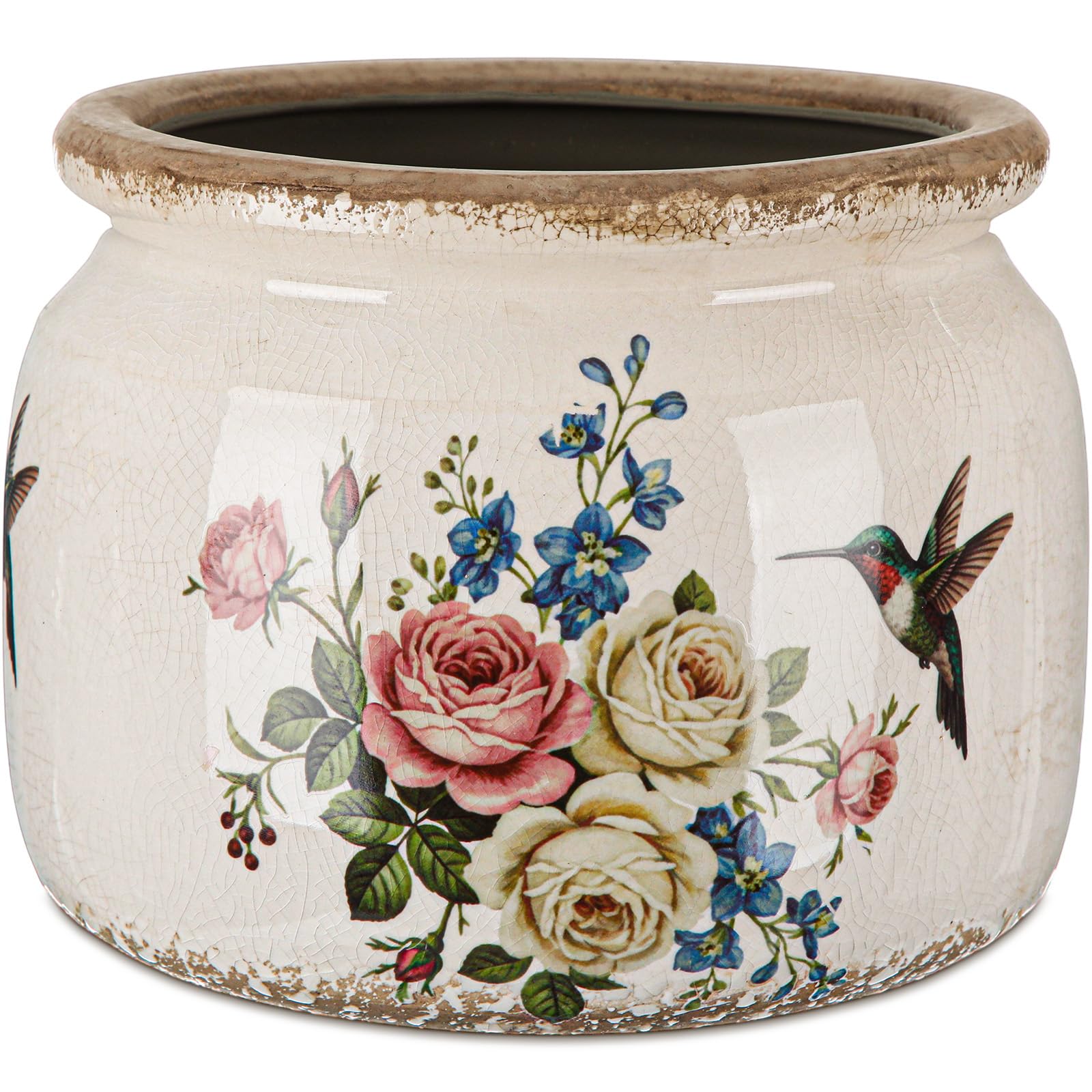 Ninehaoou 7.7 Inch Large Vintage Ceramic Plant Pot