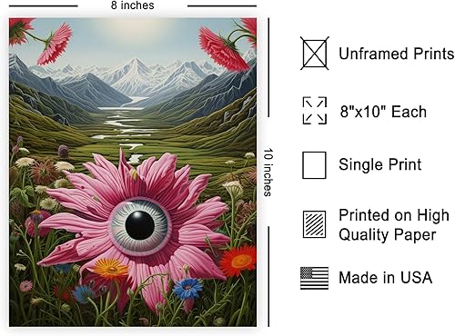 Miniatura 2 de Poster Master Póster de ojos  Estampado retro de flores rosas  Arte surrealista  Arte de collage  Arte moderno  Arte de paisaje  Arte Trippy  Arte