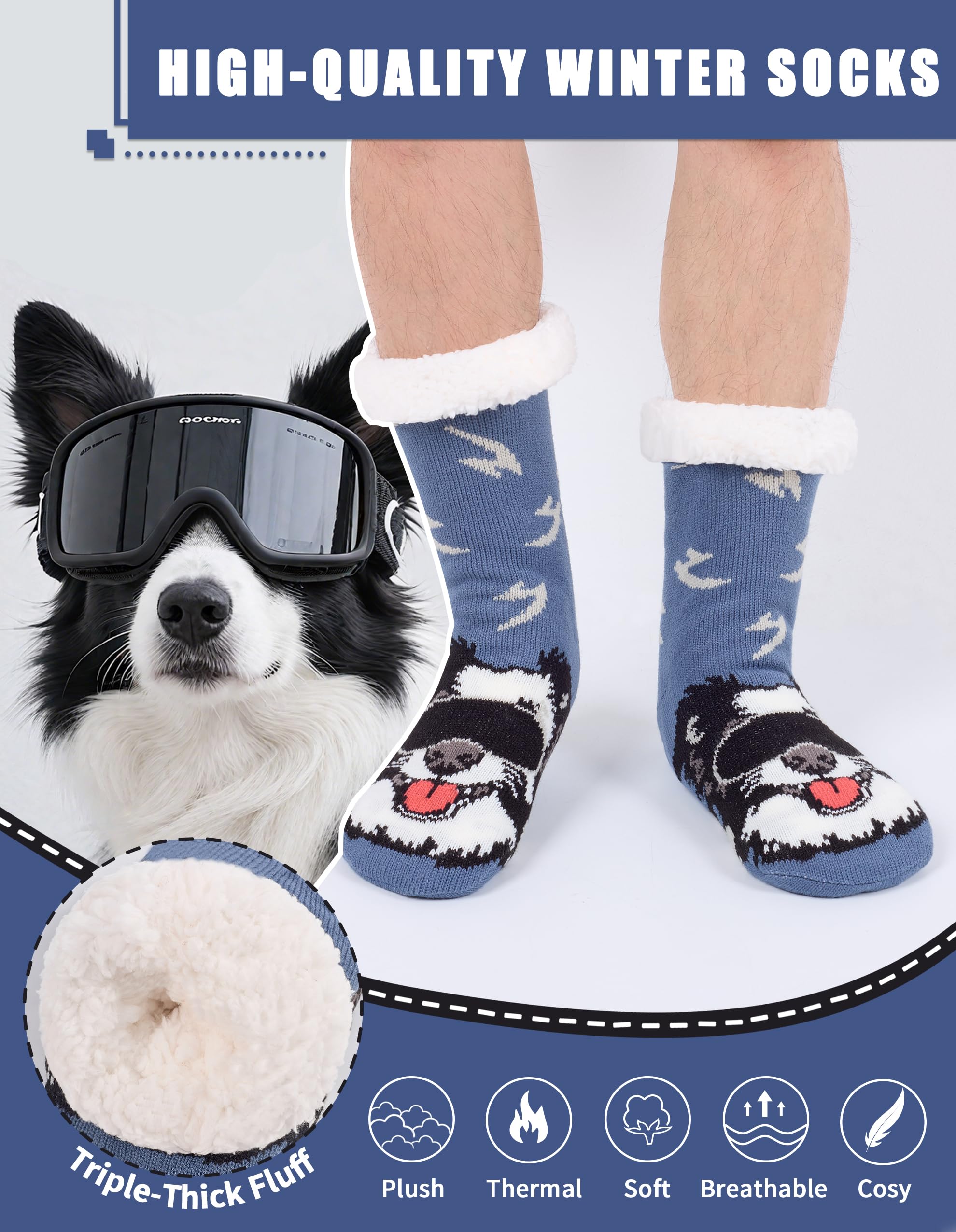 Calcetines Hombre Navidad Térmicos Antideslizantes Gordos Calentitos Invierno Pantuflas Andar por Casa Caja de regalo