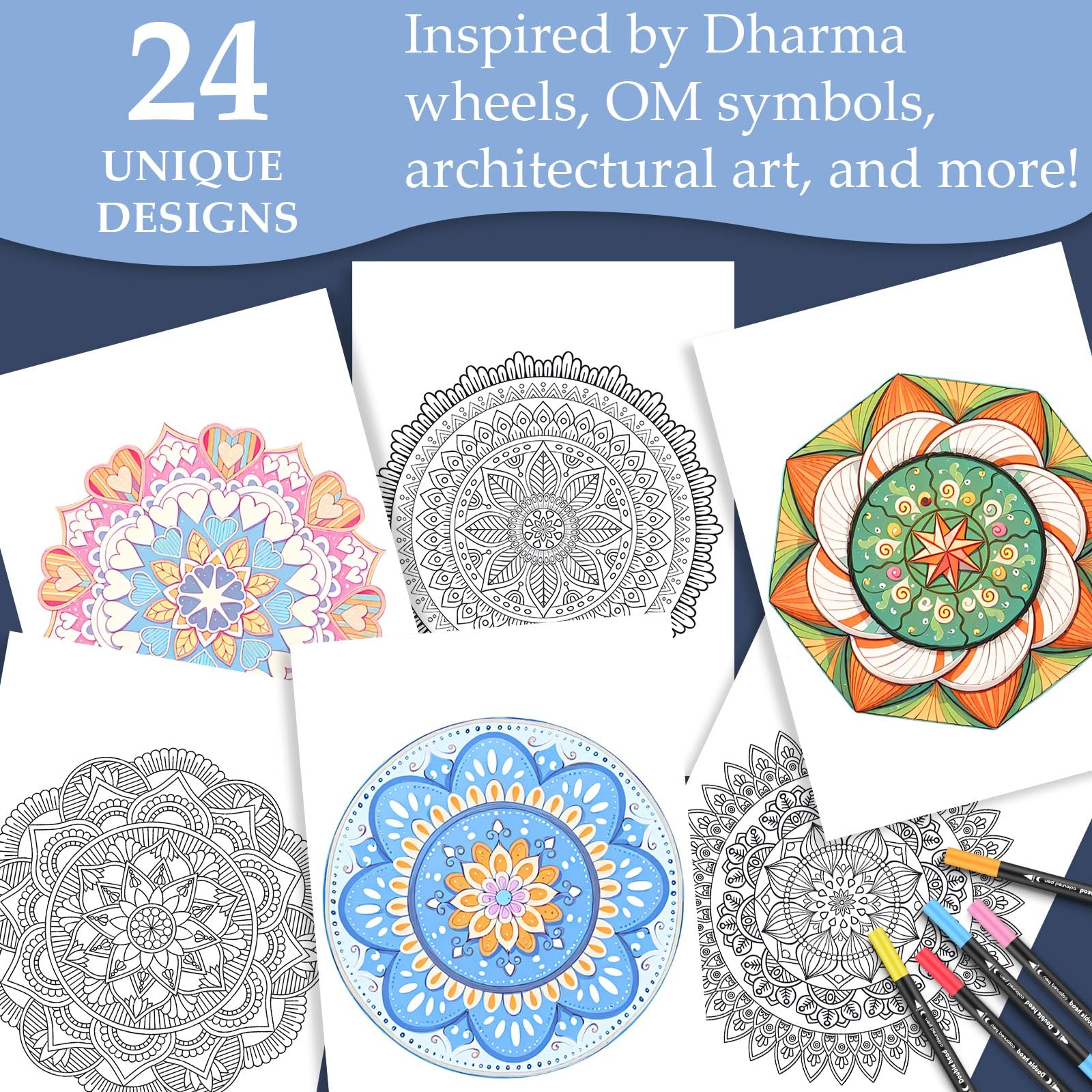 3 Pack Mandala Adult Coloring Books For Relaxation - Spiral Bound Coloring Books For Women, Stress Relief