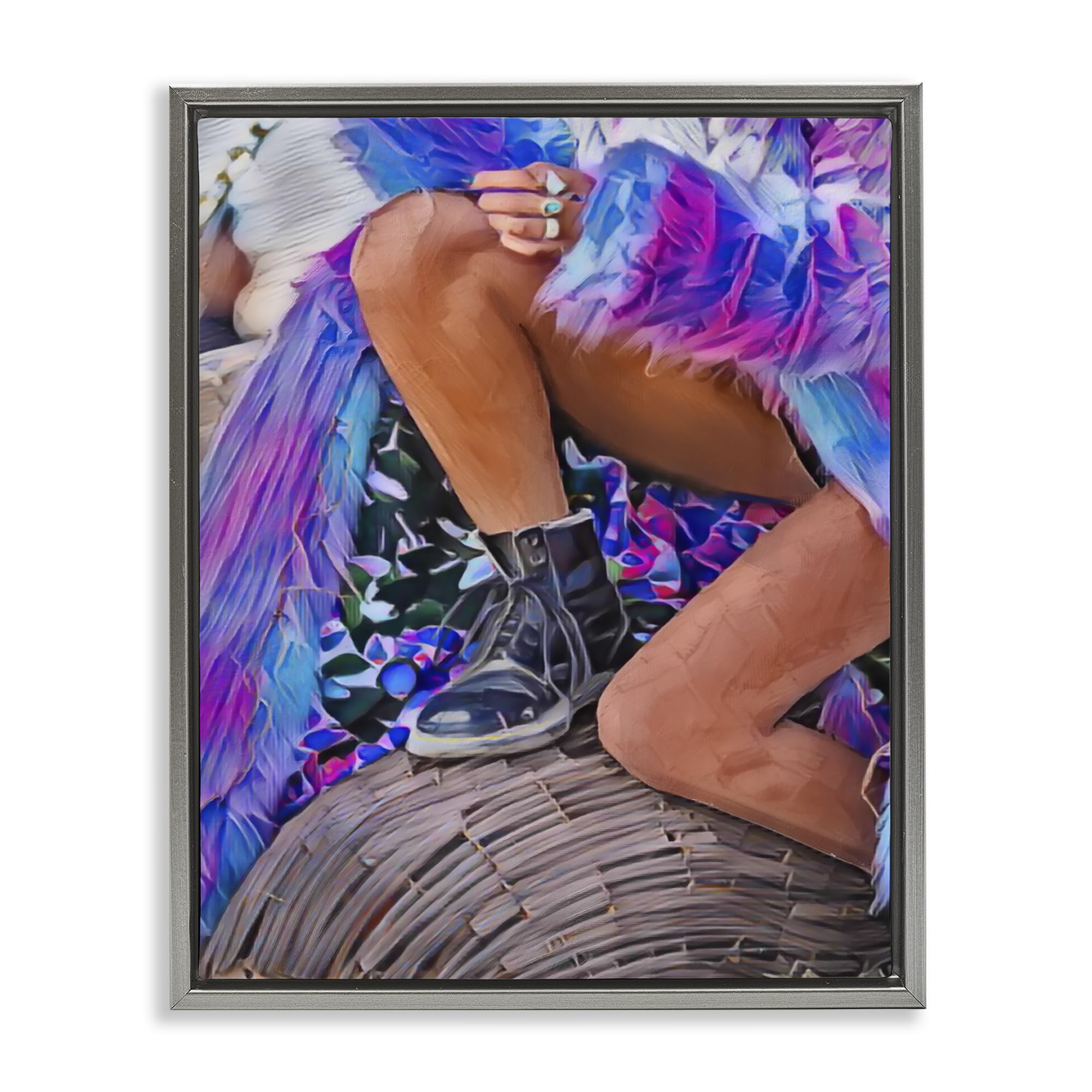 Stupell Industries Purple Fur & Boots Gray Framed Floater Canvas Wall Art, design by Jesse Keith, 21 x 17