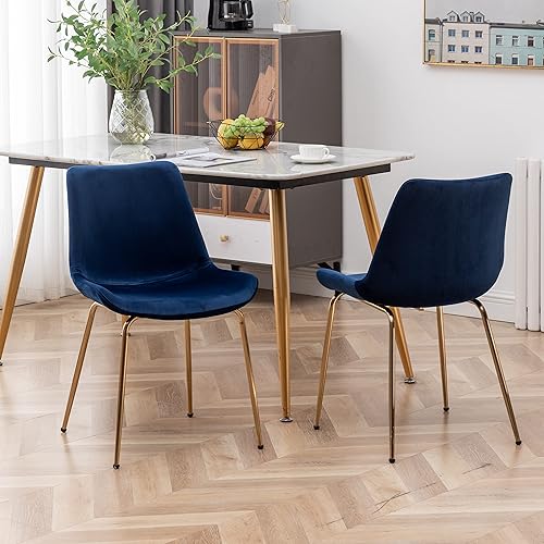 Miniatura 4 de Roundhill Furniture Aufurr - Juego de 2 sillas de comedor modernas de terciopelo, color azul