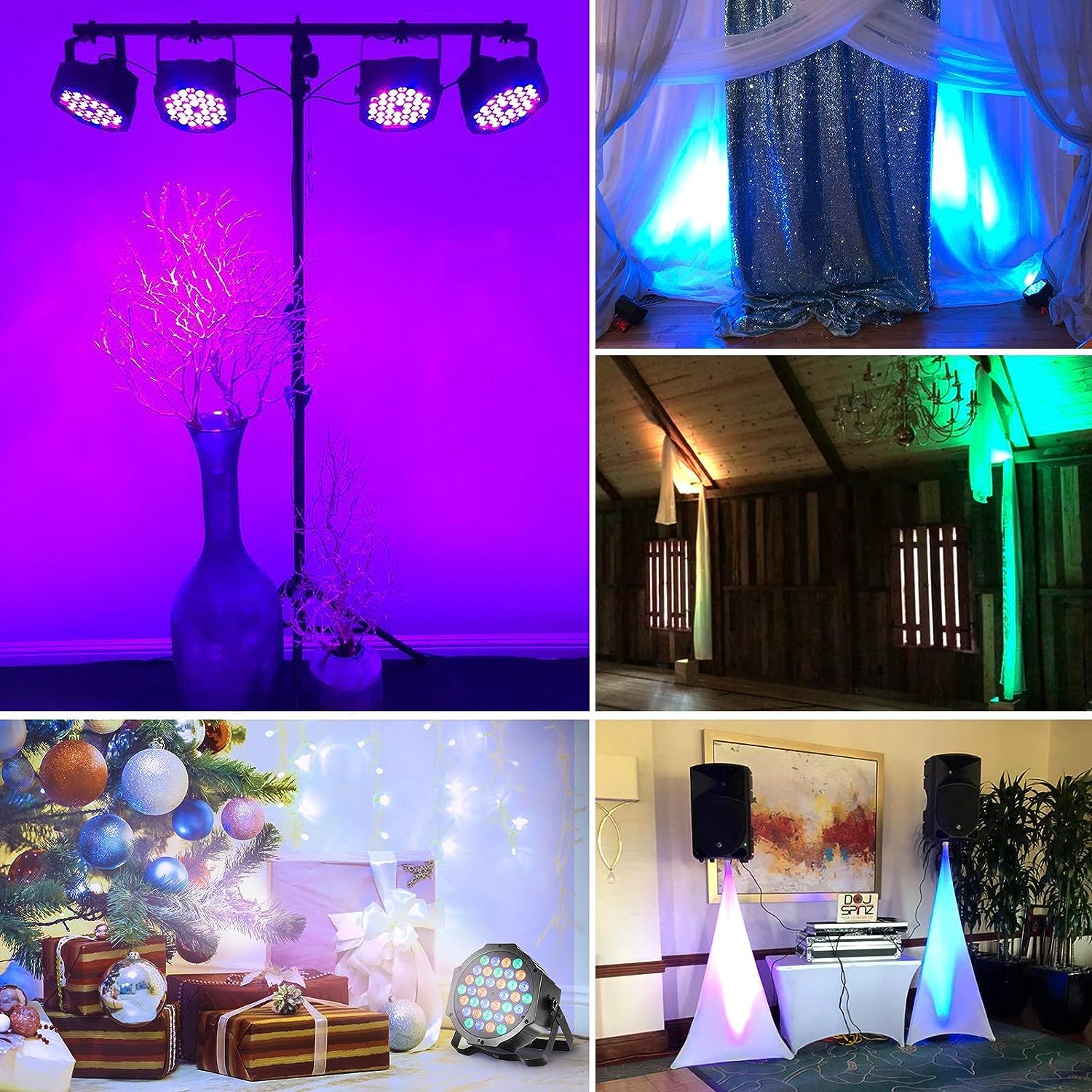 36 LED Lumière de Scène Phare par lampes Lunsy RVB multicolores Éclairage Scène Éclairage flexible Télécommande Contrôle DMX Disco Lumières Bar Noël Halloween