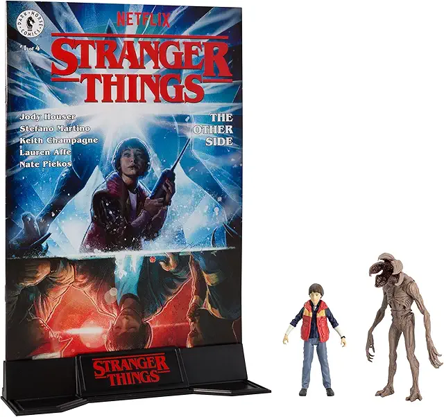 Figurines Stranger Things Page Punchers Will Byers et Demogorgon de 7,6 cm avec Bande Dessinée