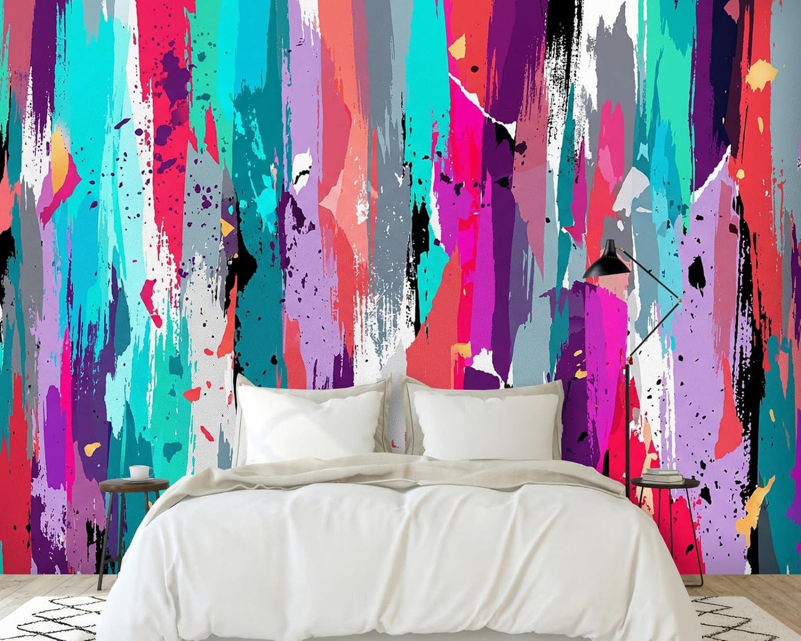 Hgjdjhnf 3D Mural Photo Mural - Wallpaper Abstract Colorful Graffiti Youth Room Non-Woven Modern Wall Mural Living Room Bedroom Children's Room Wall Decor Motif 150Cm X 105Cm Poster - Wall Sticker - Frameless Pictur