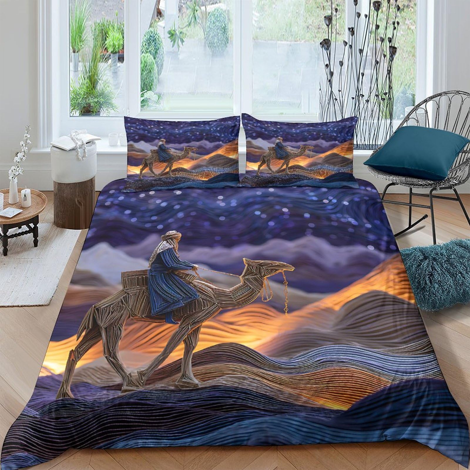 Ctjqhvkz Style-4 3D Printed Night Sky Adventure Fitted Sheet Microfiber Soft Mountain Sunset Mattress Cover For Bedroom Dorm Decor Single（135X200cm）