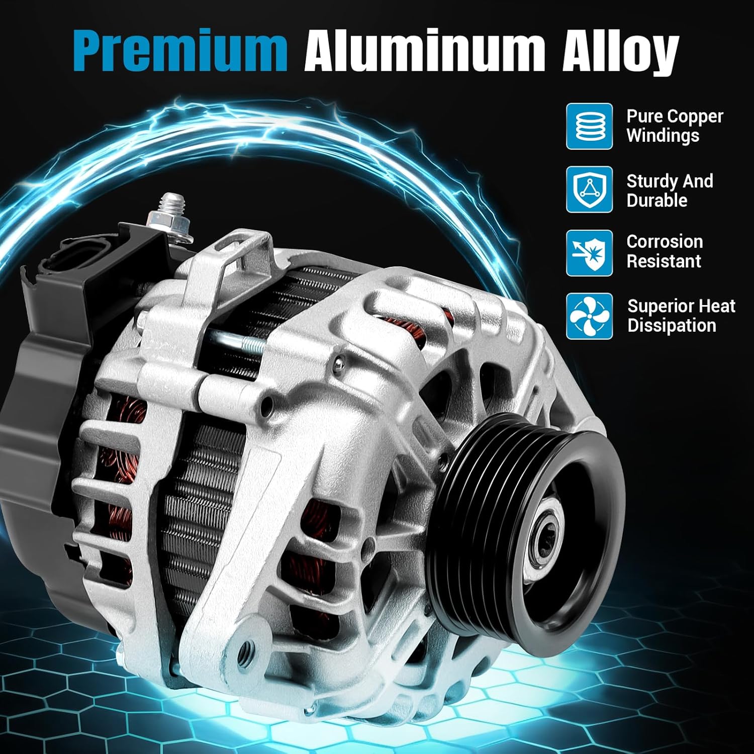 New Alternator Part Compatible with Kia Rio 1.6L L4 2012-2013/Hyundai Accent 1.6L L4 2012-2017/2012-2017 Veloster 1.6L L4,Replace 37300-2B510 37300-2B300 37300-2B500 2607372 2608483 2616741 13209N
